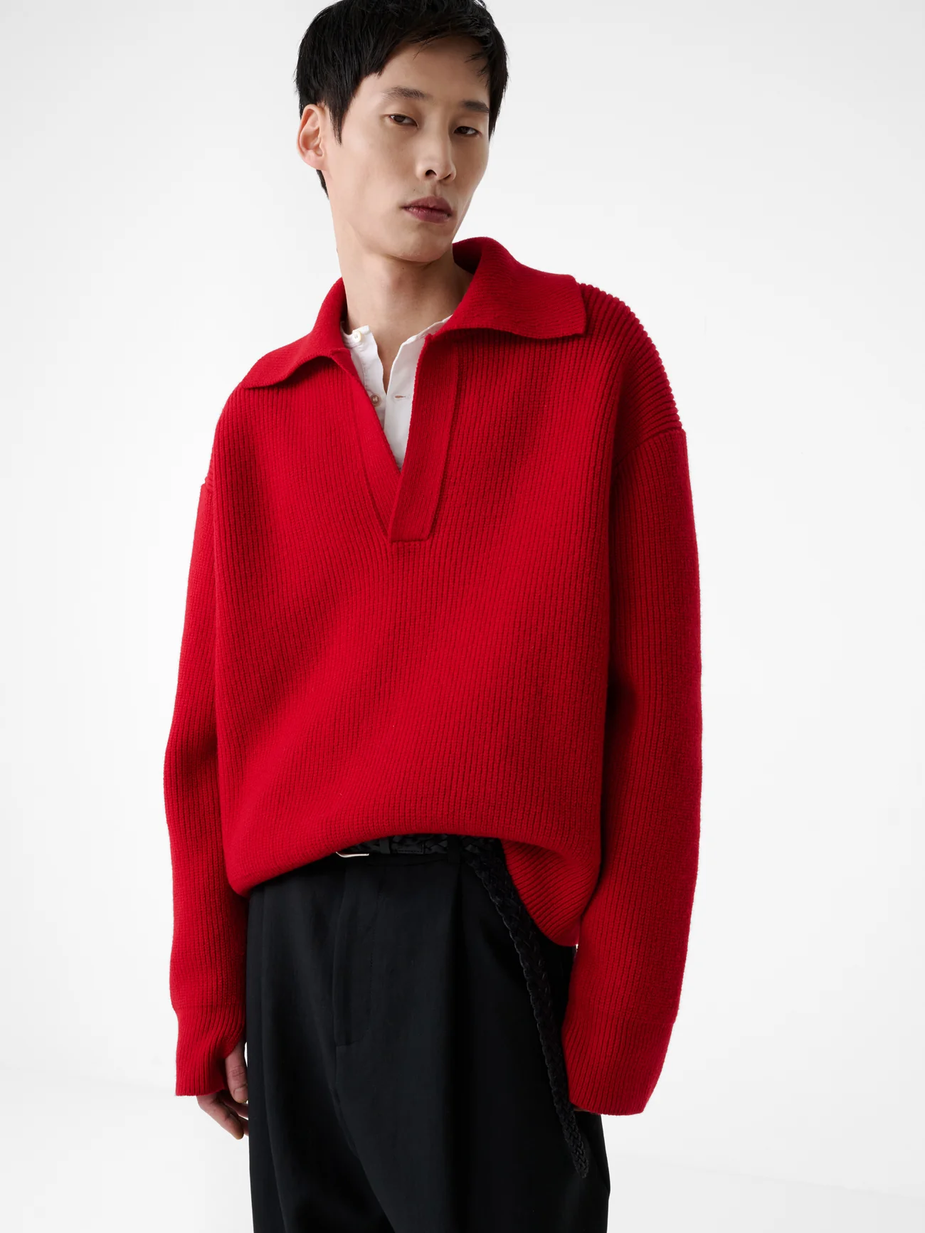 Nash Knit Polo in Crimson - Image 2