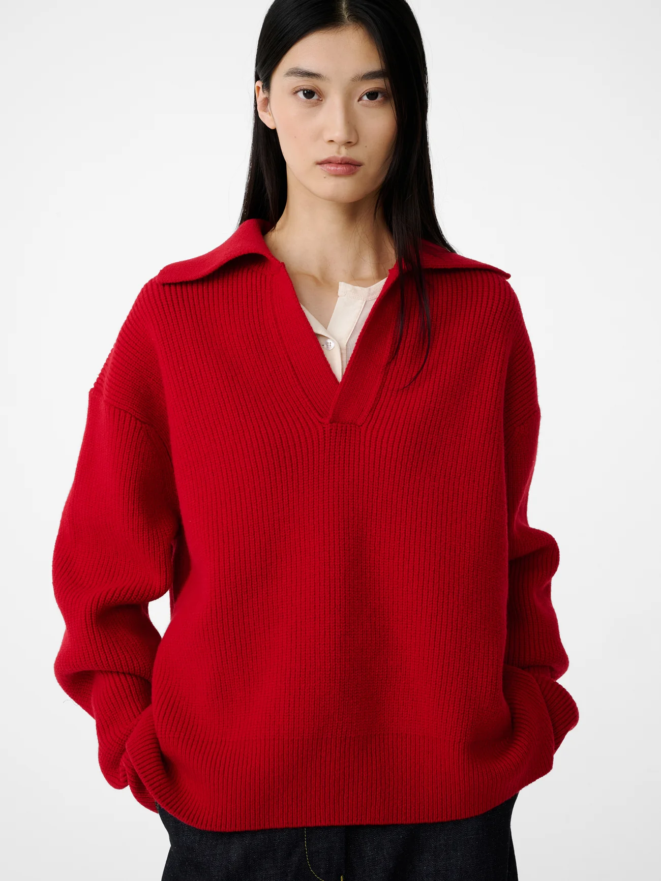 Nash Knit Polo in Crimson - Image 3