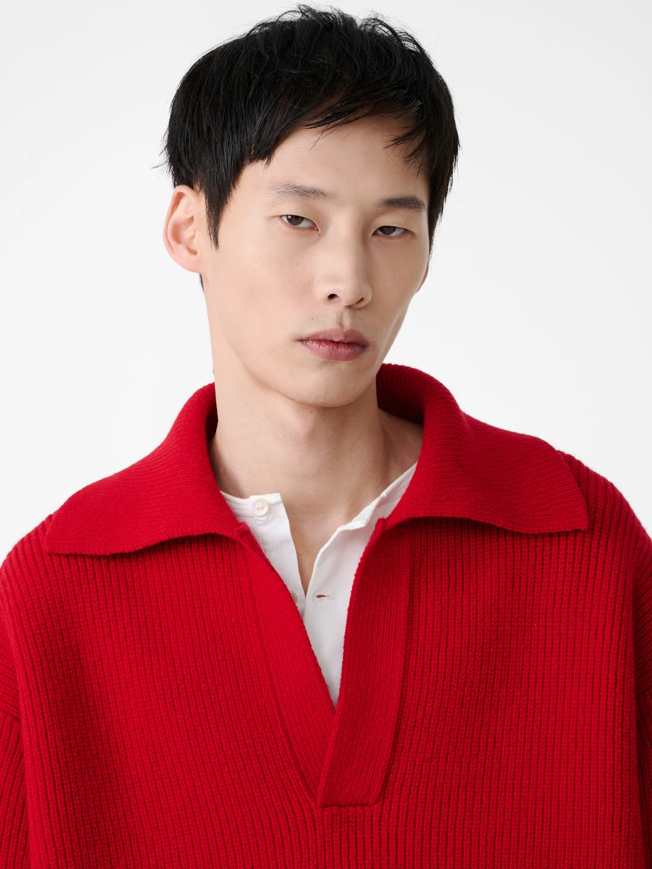 Nash Knit Polo in Crimson - Image 6