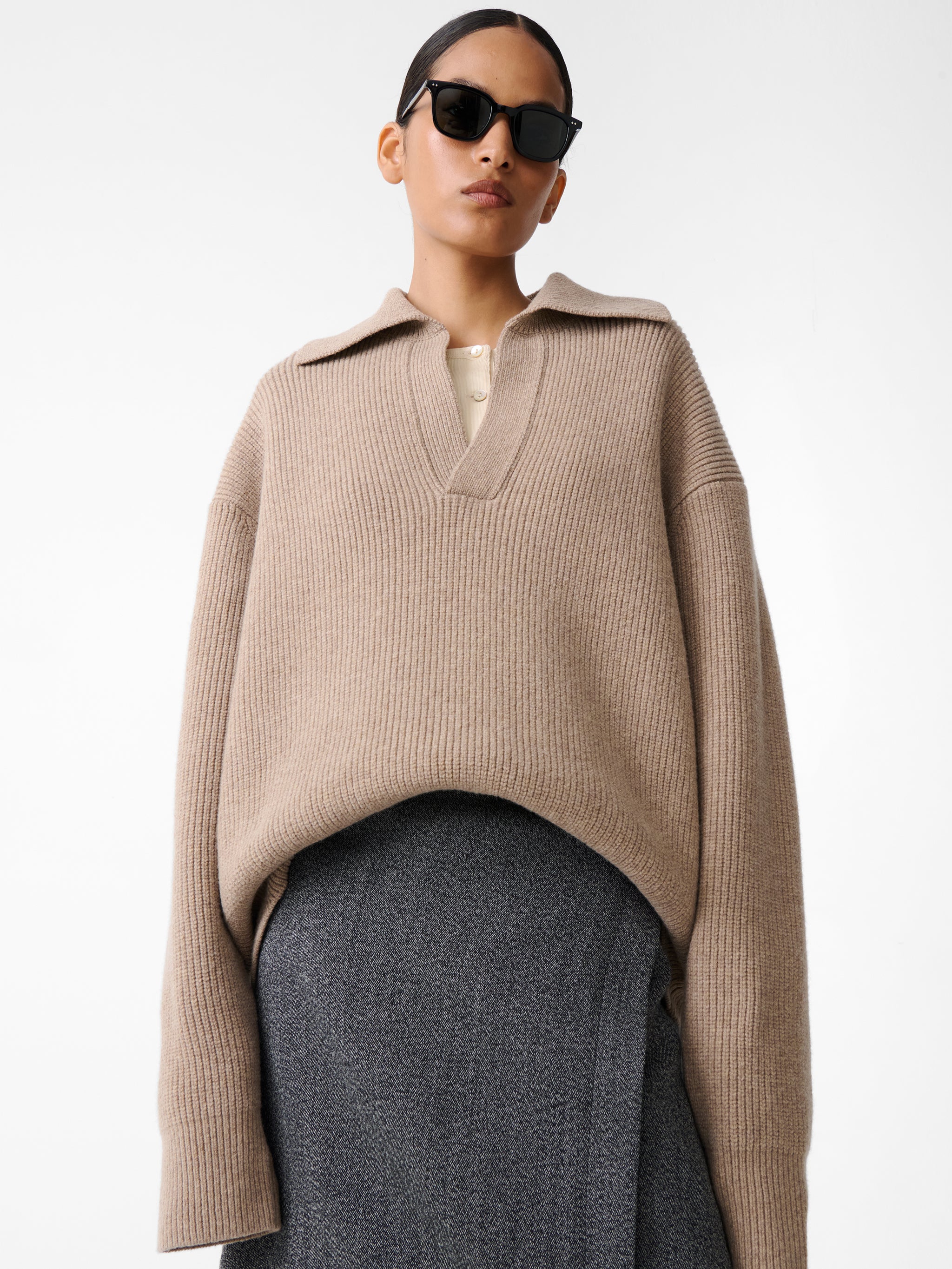 Nash Knit Polo in Oatmeal