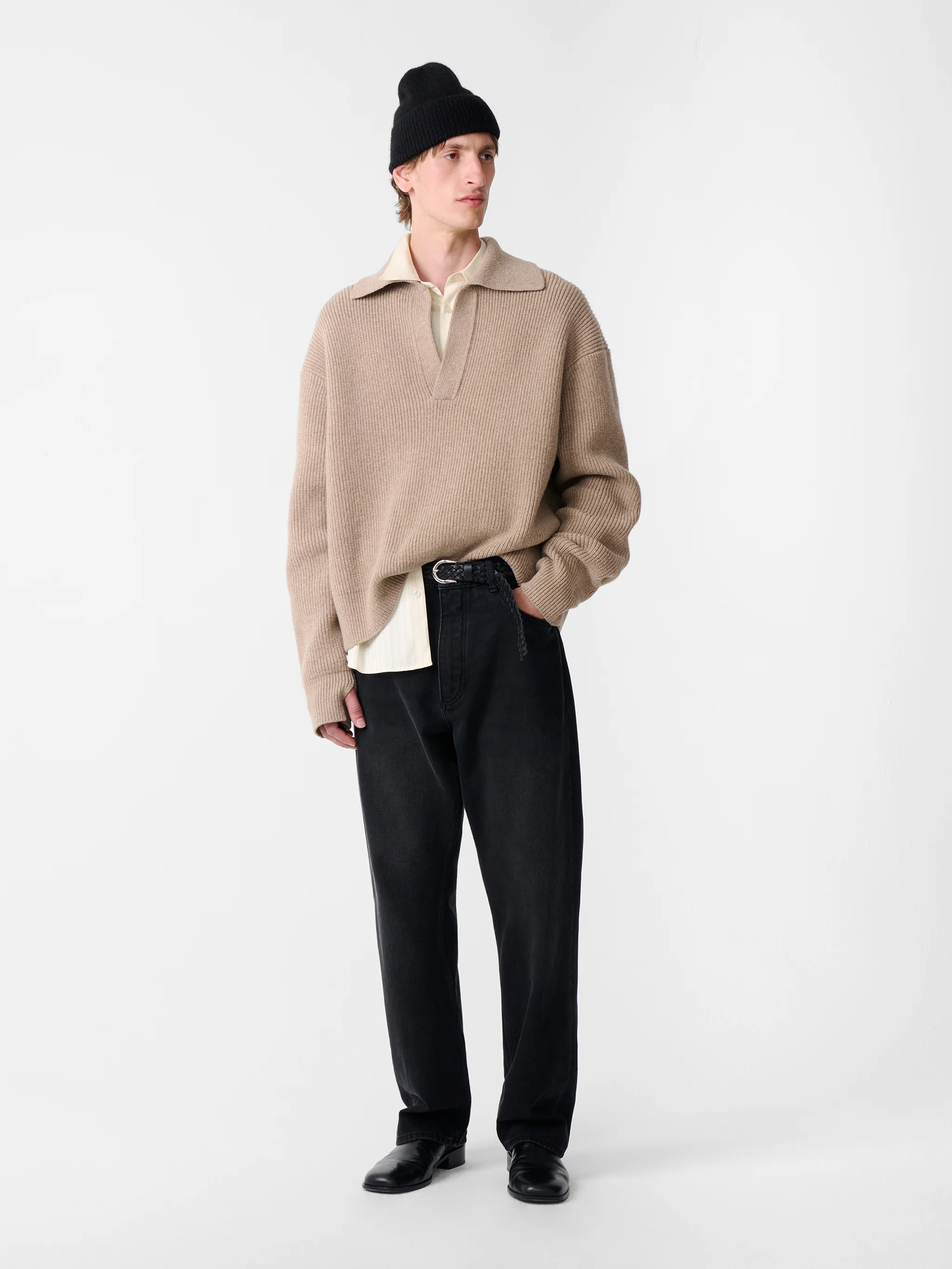 Nash Knit Polo in Oatmeal - Image 2