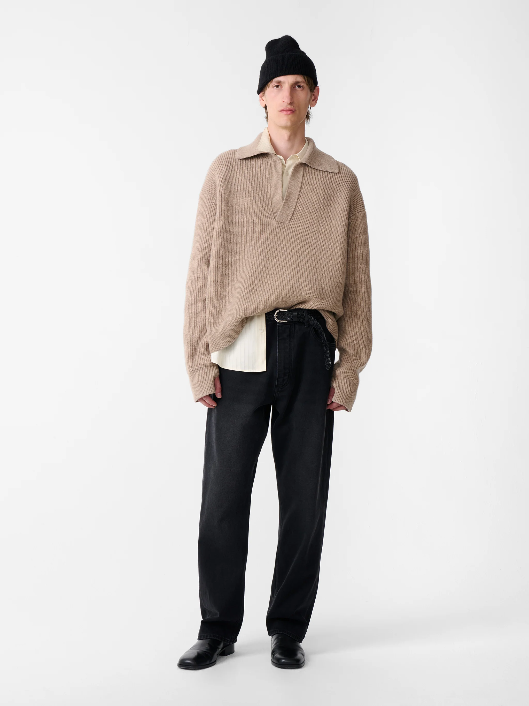 Nash Knit Polo in Oatmeal - Image 3