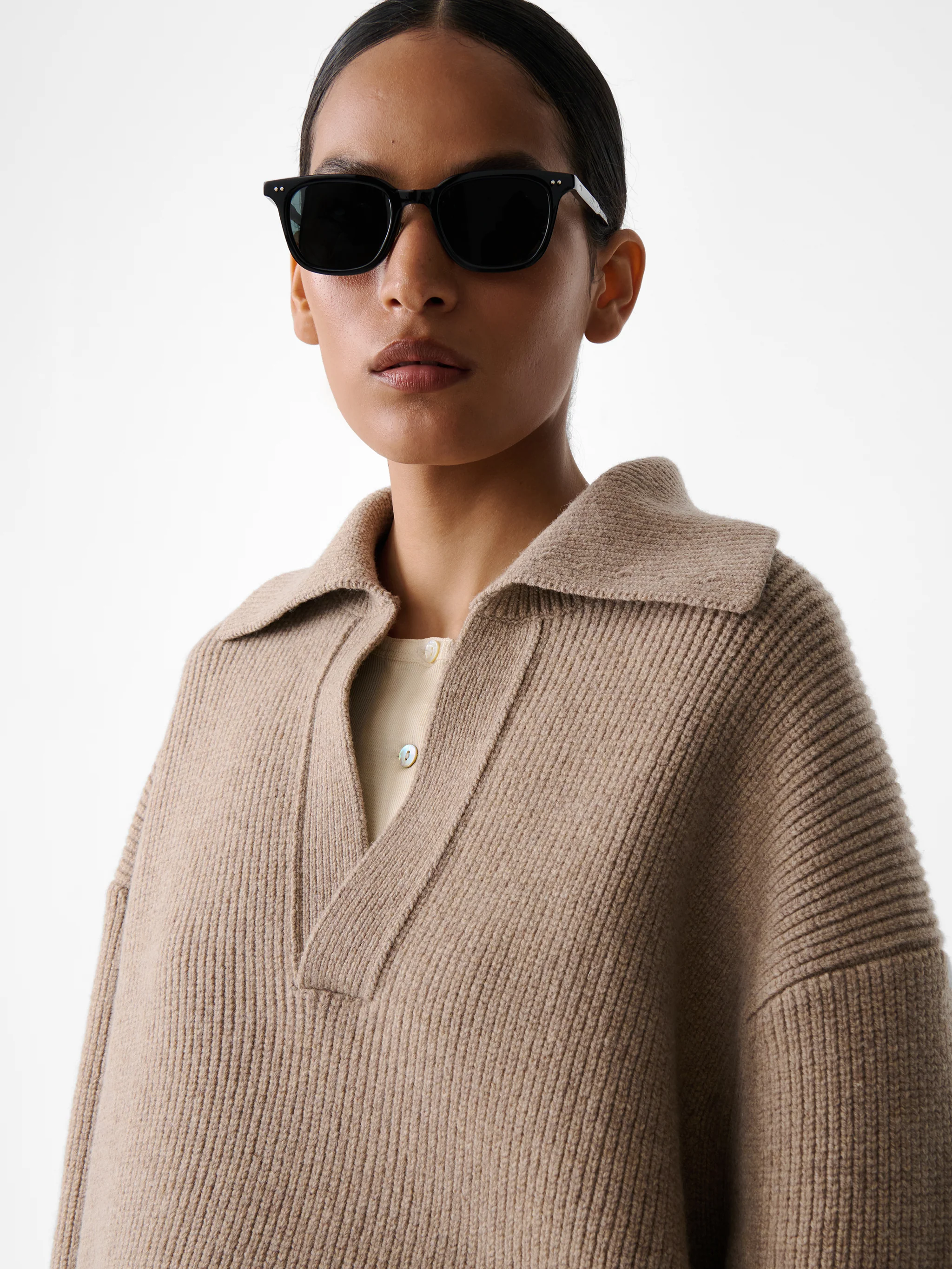 Nash Knit Polo in Oatmeal - Image 4