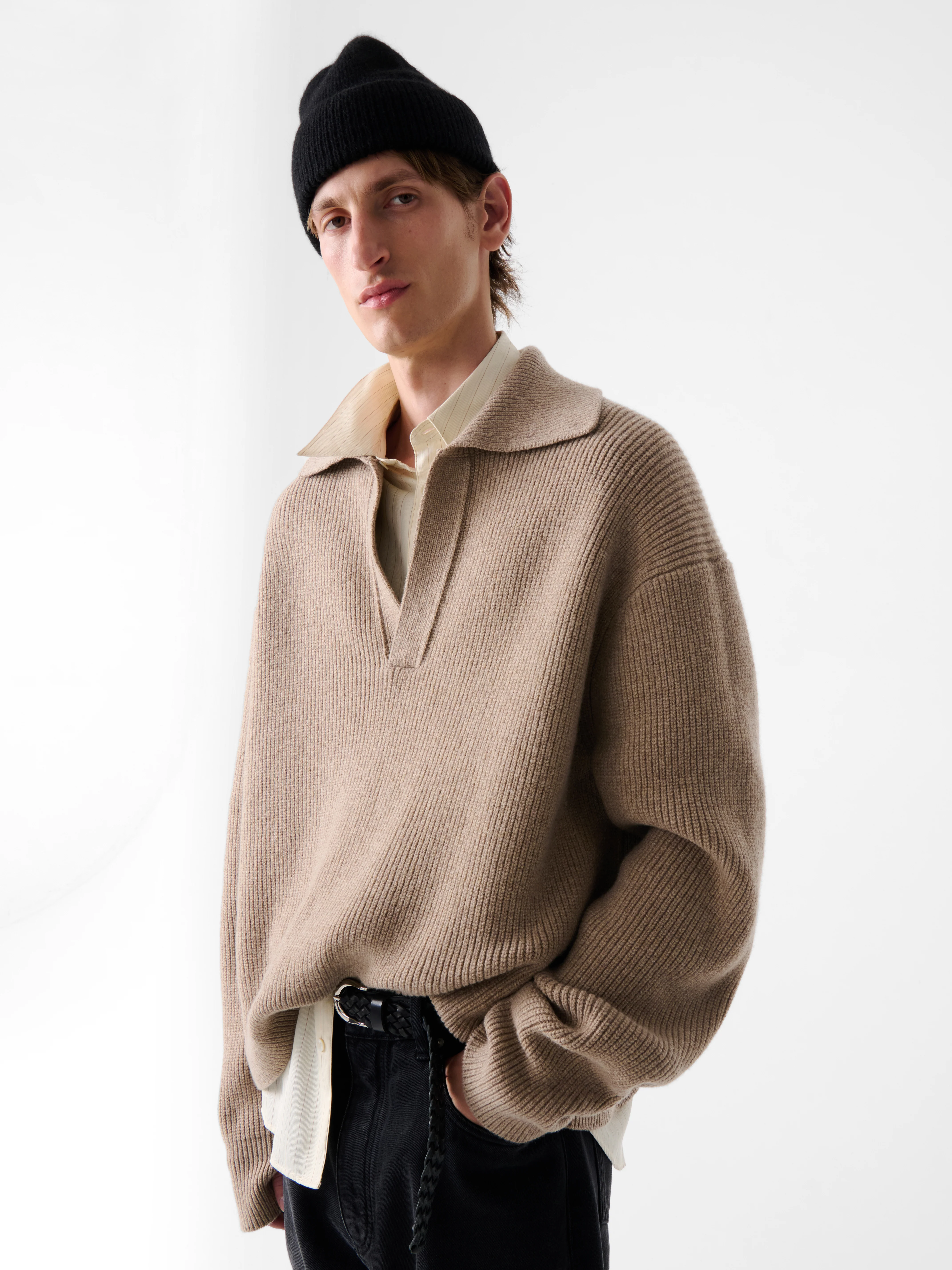 Nash Knit Polo in Oatmeal - Image 5
