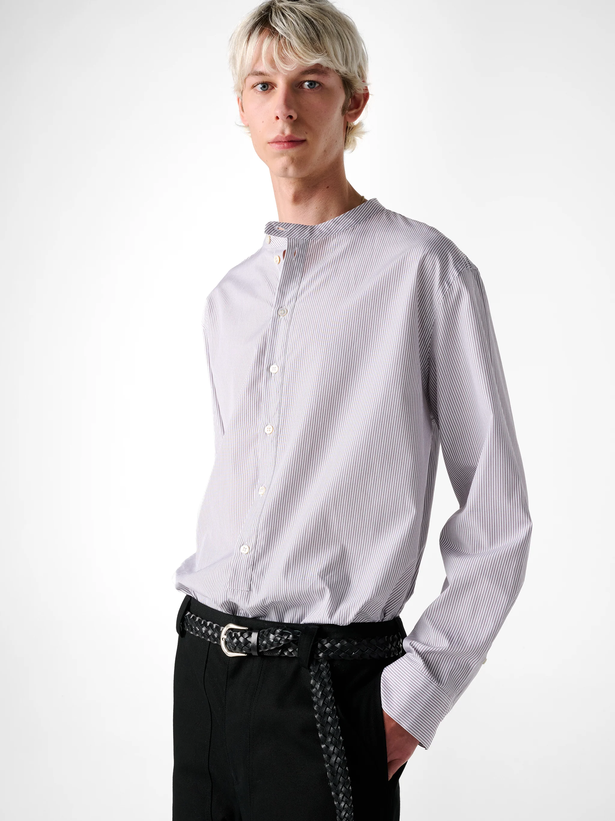 Nick Shirt in Grey / Red Stripe - Image 4