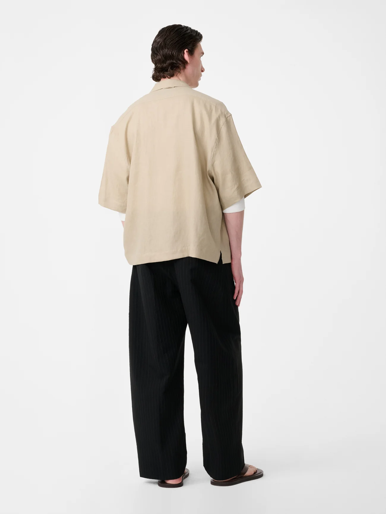 Oryn Short Sleeve Linen Shirt in Sand - Image 4
