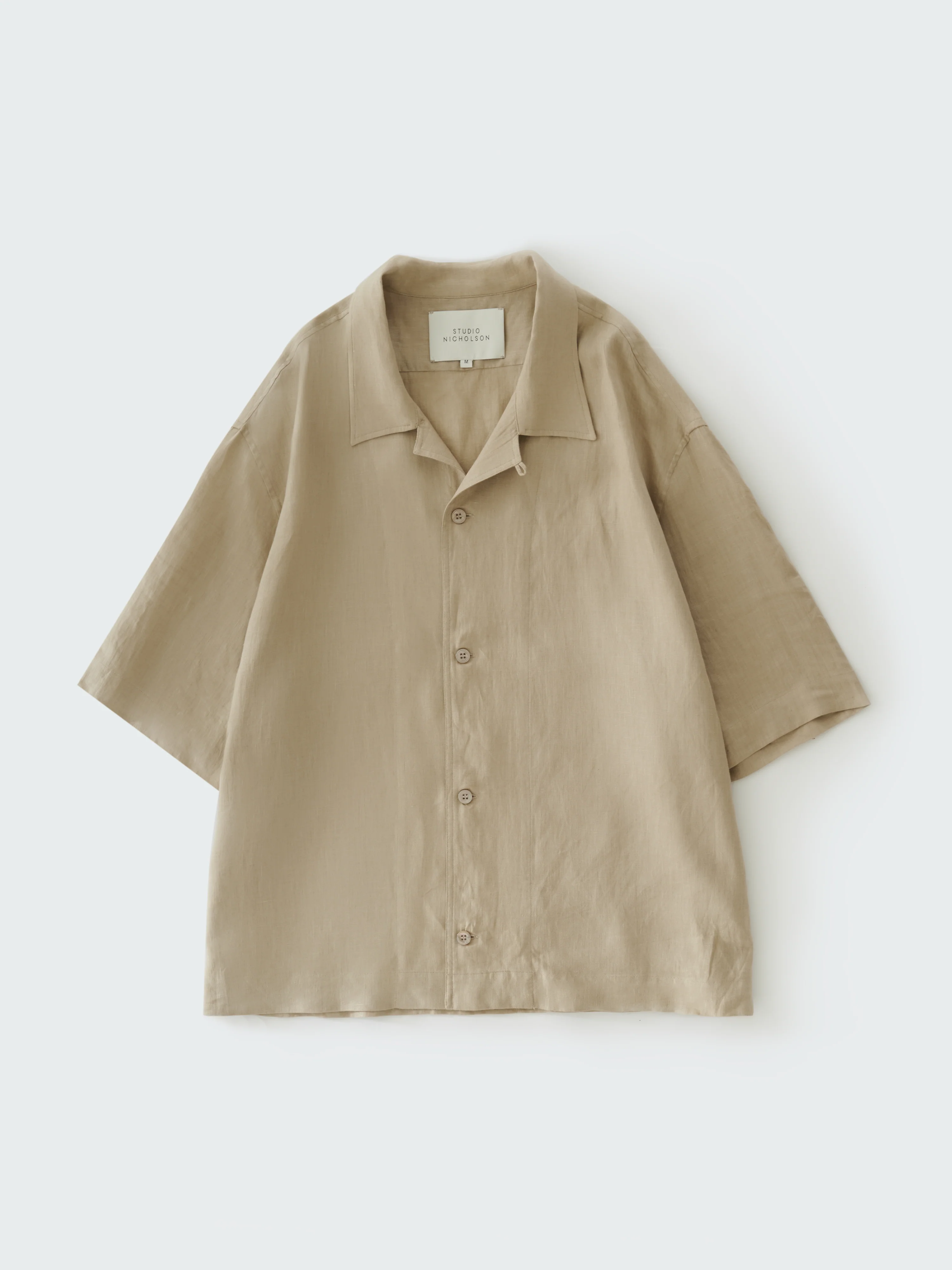 Oryn Short Sleeve Linen Shirt in Sand - Image 9