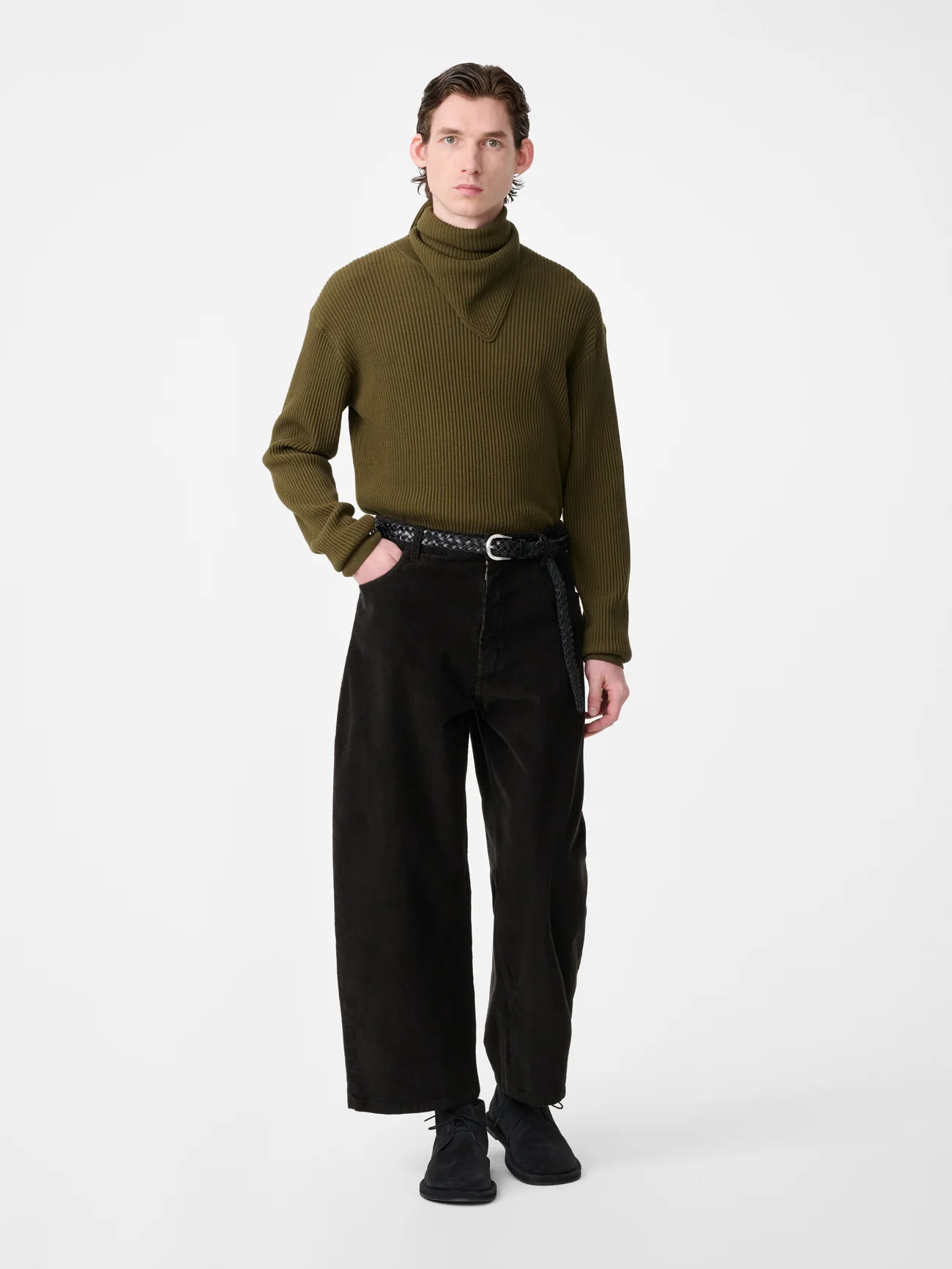 Paolo Corduroy Wide Leg Pant in Coffee - Image 2