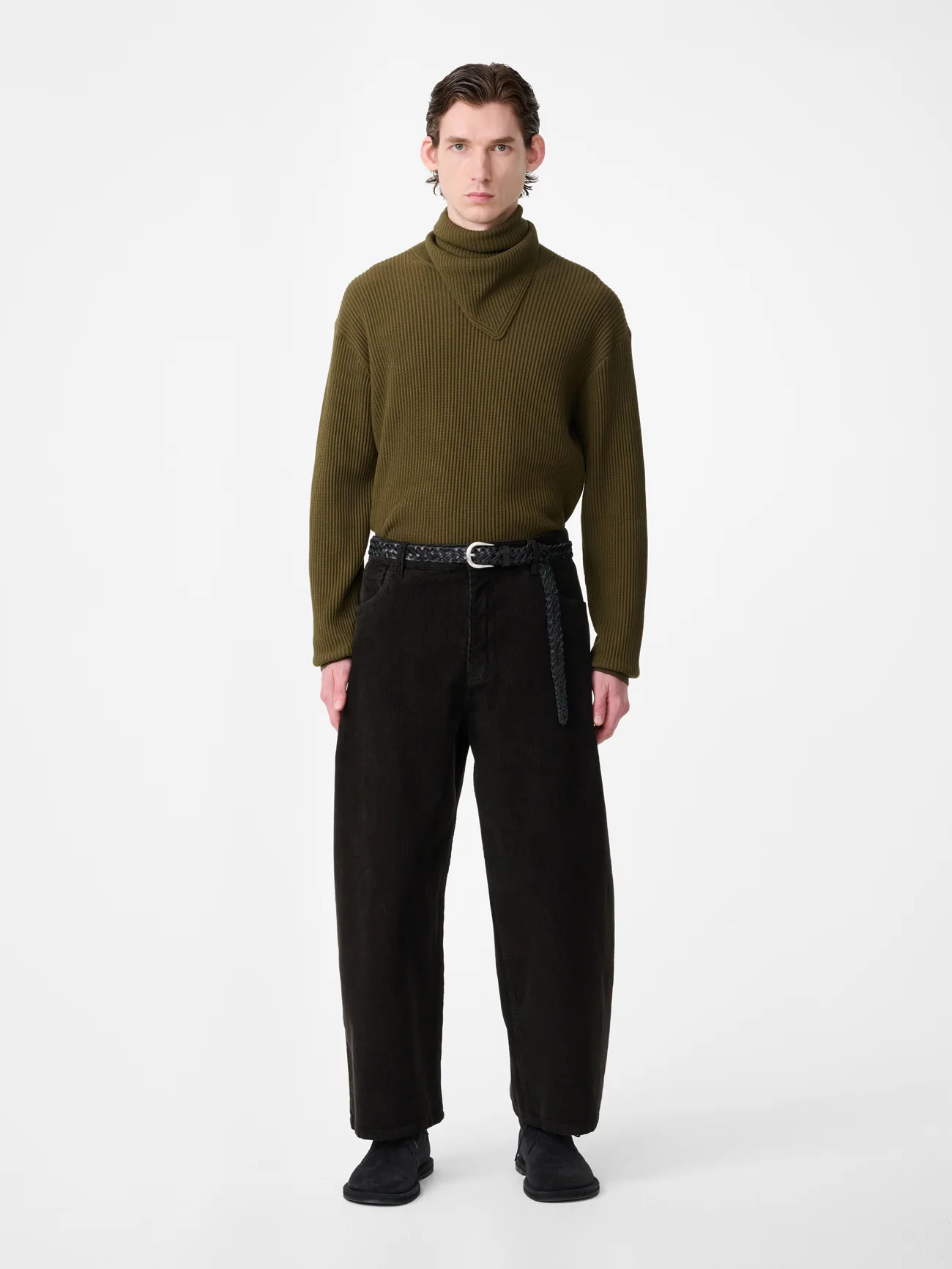 Paolo Corduroy Wide Leg Pant in Coffee - Image 3