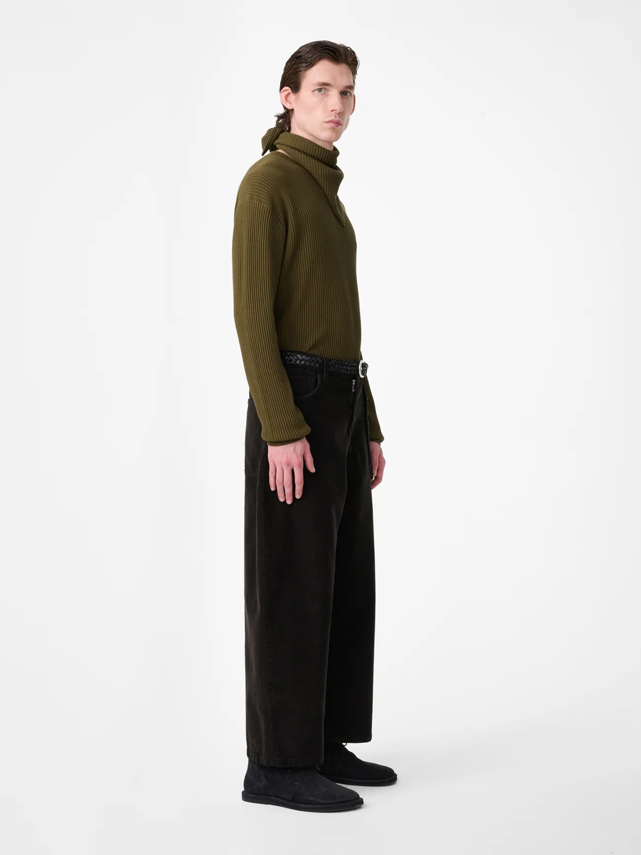Paolo Corduroy Wide Leg Pant in Coffee - Image 4