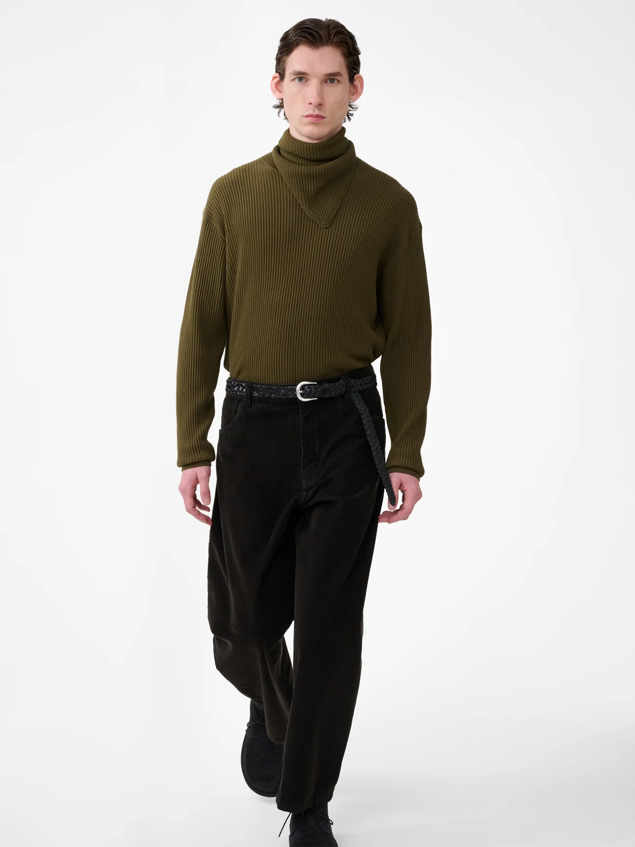 Paolo Corduroy Wide Leg Pant in Coffee - Image 6