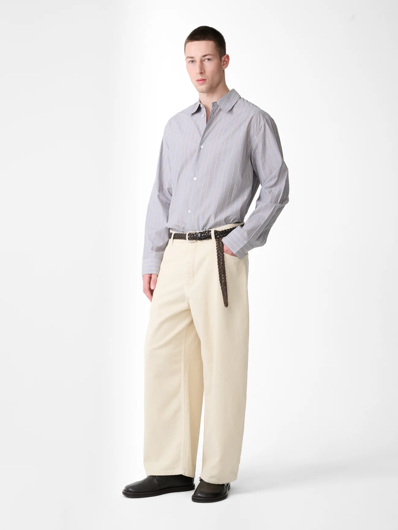 Paolo Corduroy Wide Leg Pant in Panna - Image 3