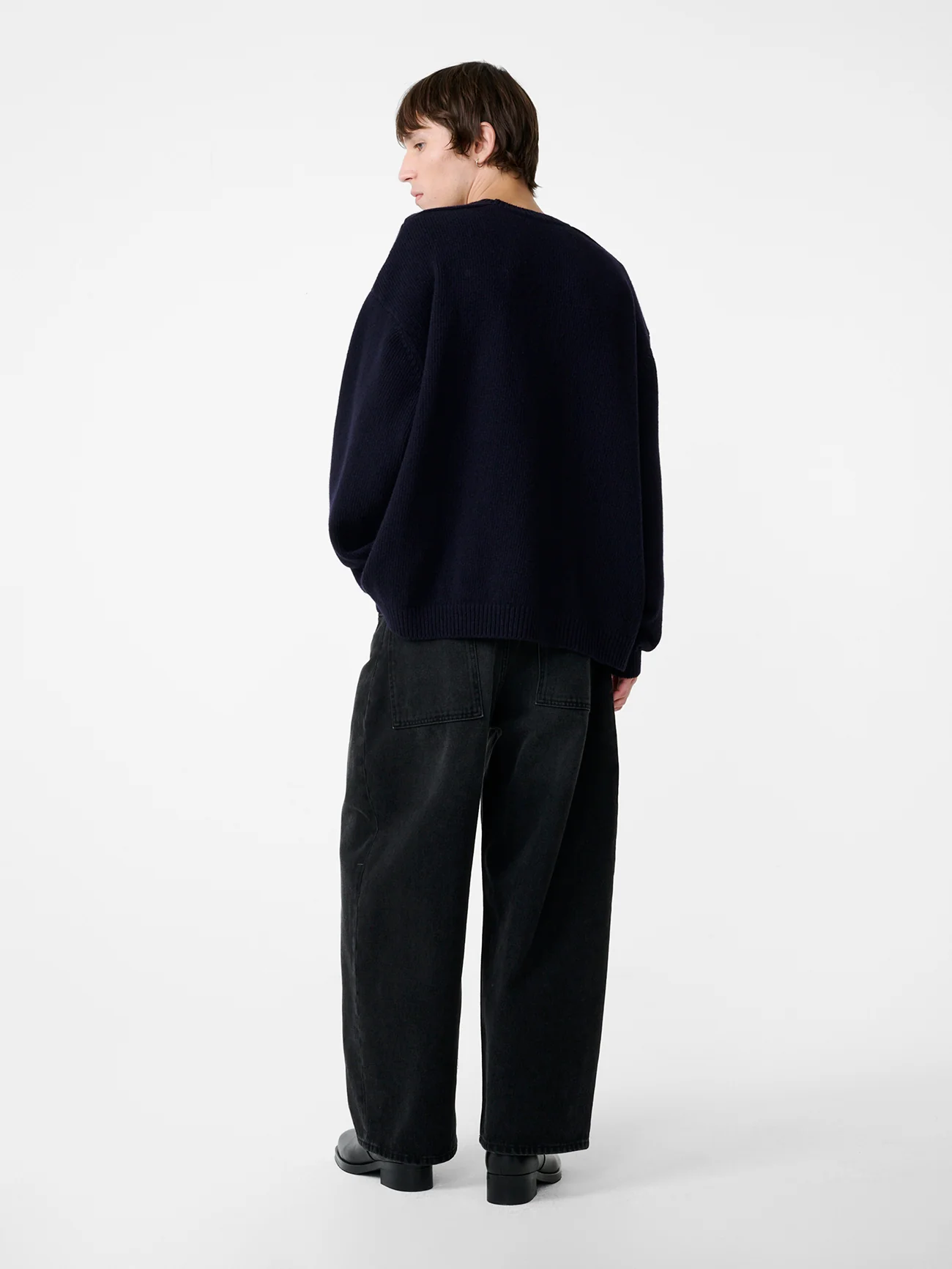 Paolo Denim Wide Leg Pant in Washed Black - Image 3