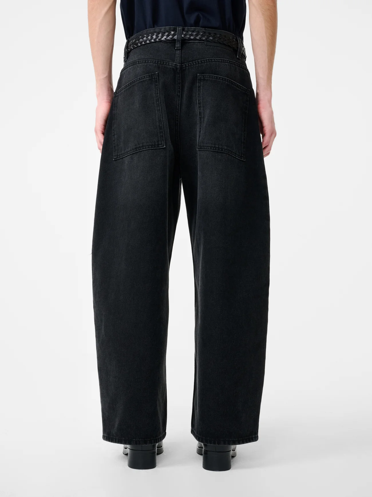 Paolo Denim Wide Leg Pant in Washed Black - Image 8