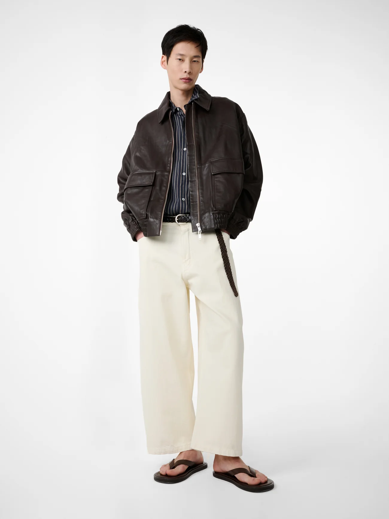 Paolo Denim Wide Leg Pant in Parchment