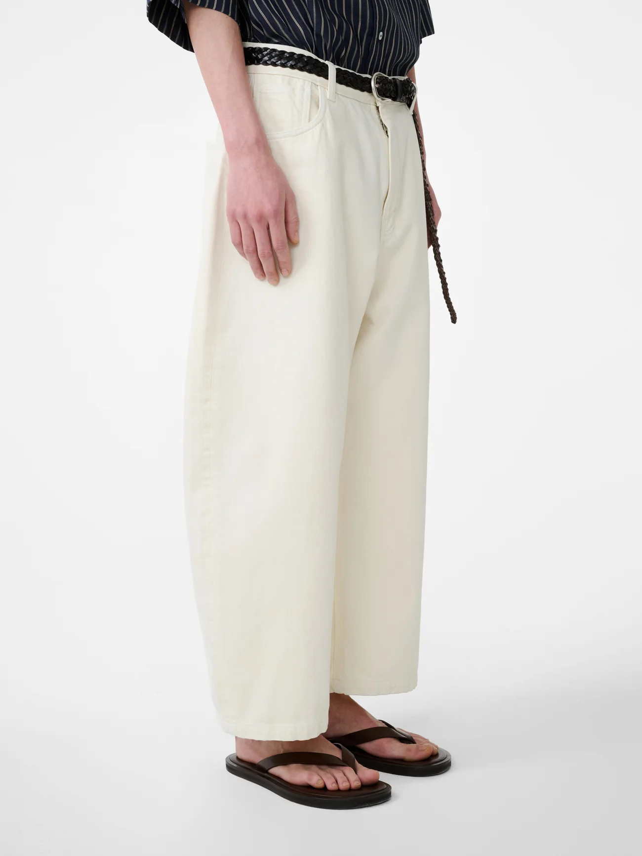Paolo Denim Wide Leg Pant in Parchment - Image 5