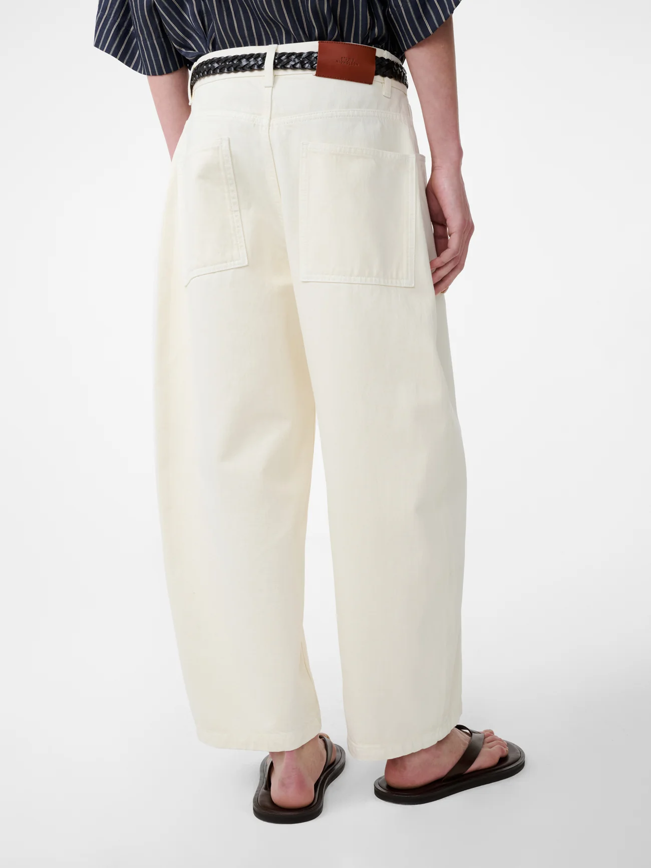 Paolo Denim Wide Leg Pant in Parchment - Image 6