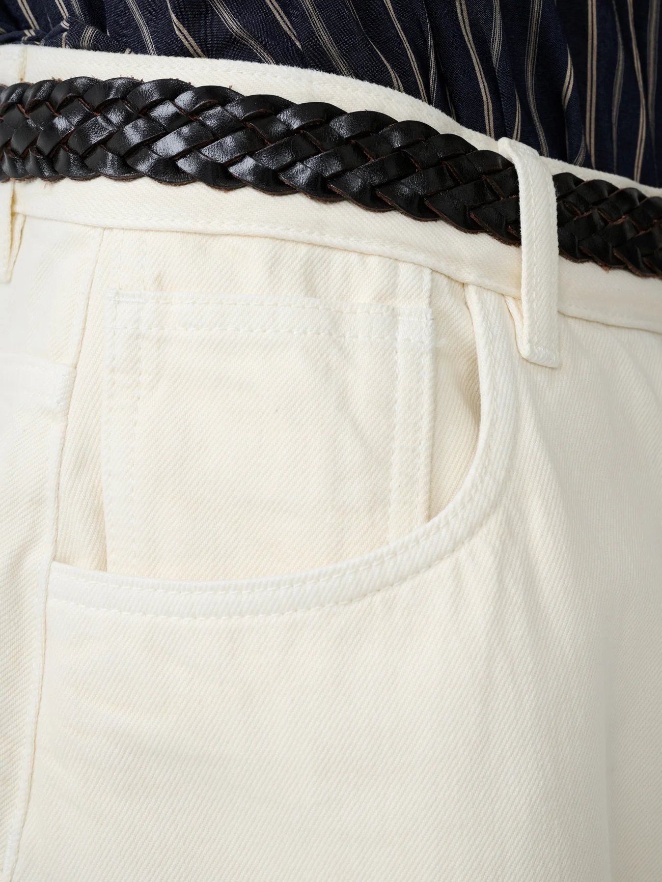 Paolo Denim Wide Leg Pant in Parchment - Image 7