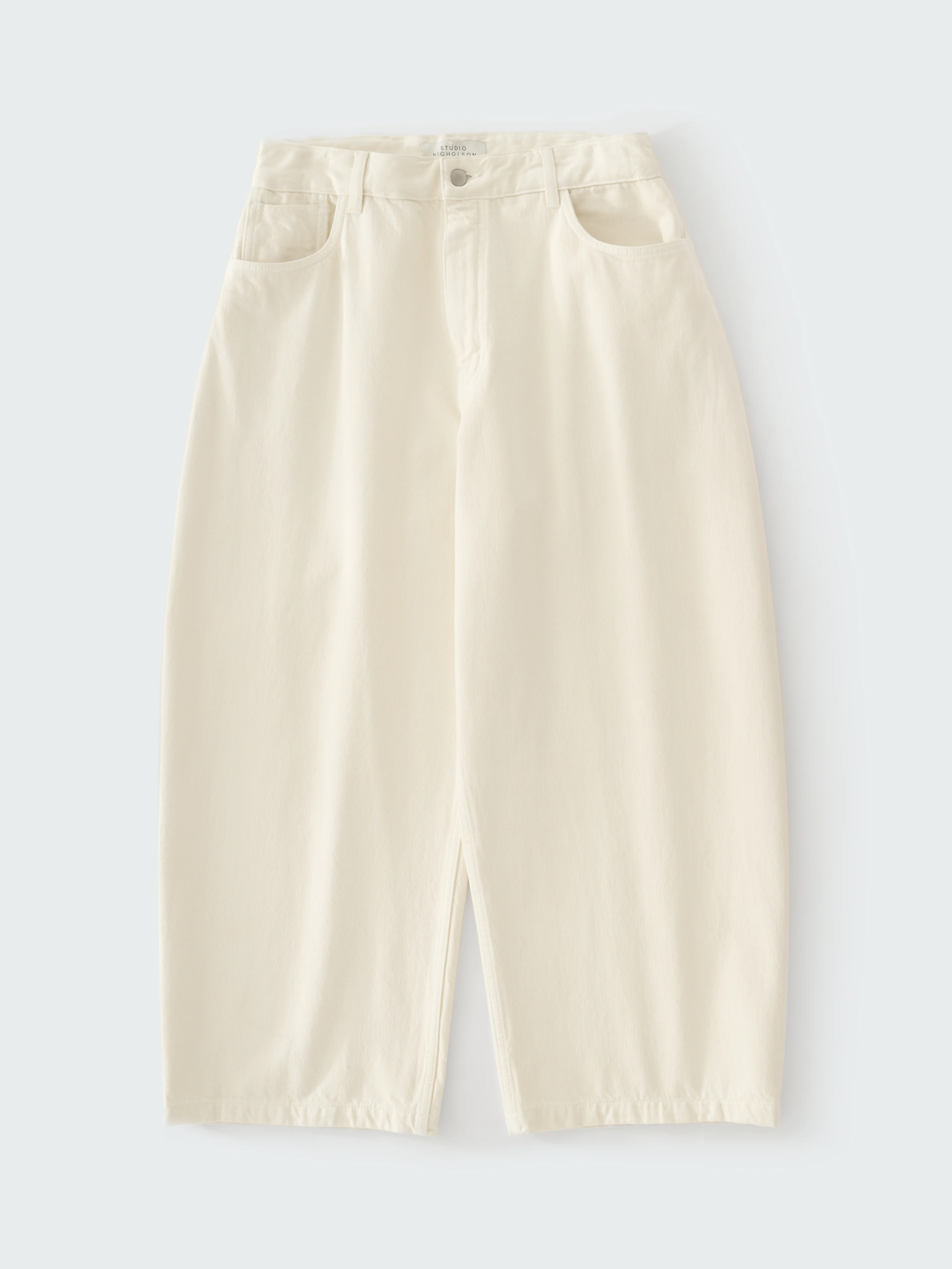 Paolo Denim Wide Leg Pant in Parchment - Image 8