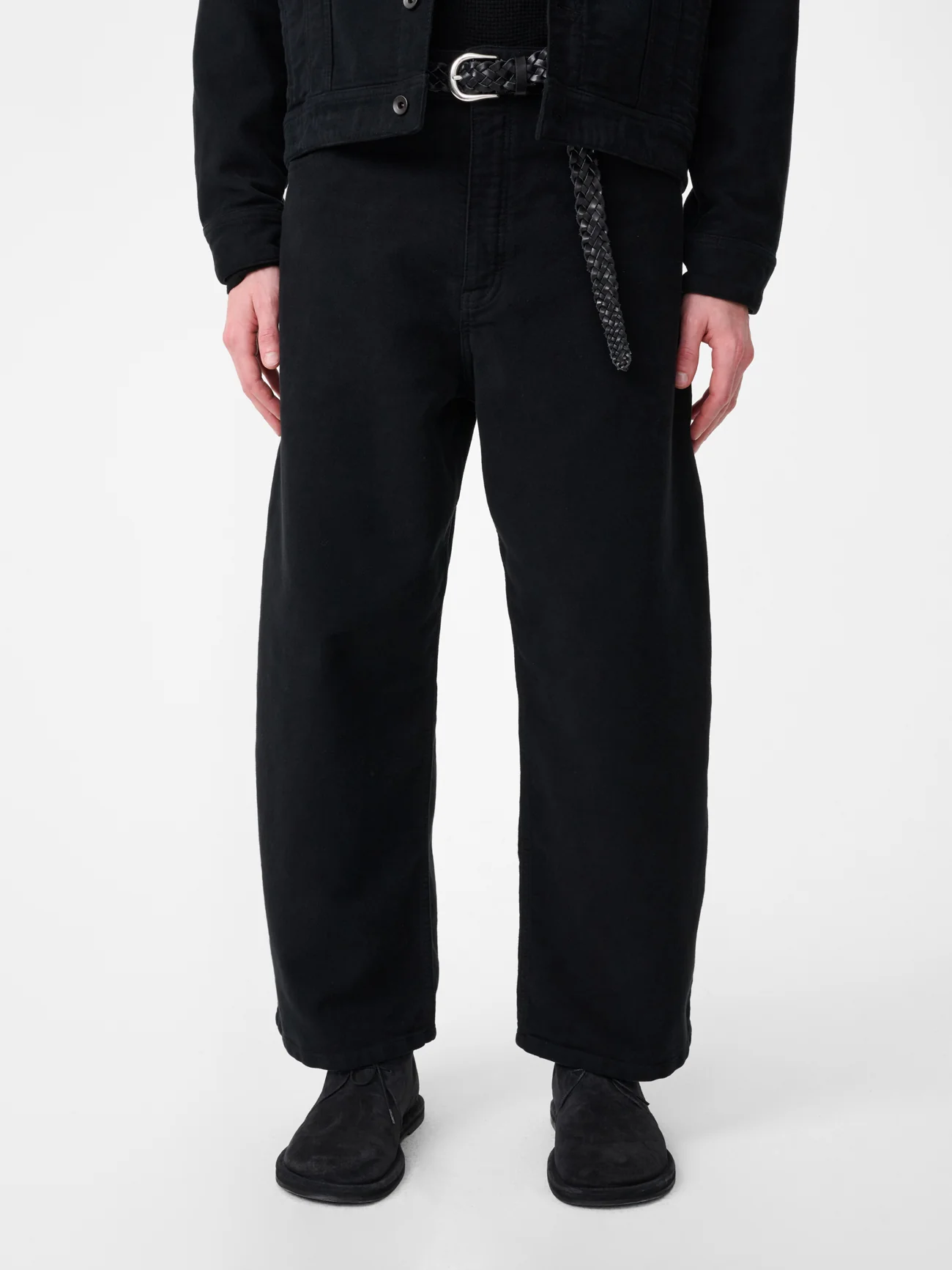Paolo Moleskin Wide Leg Pant in Black - Image 6