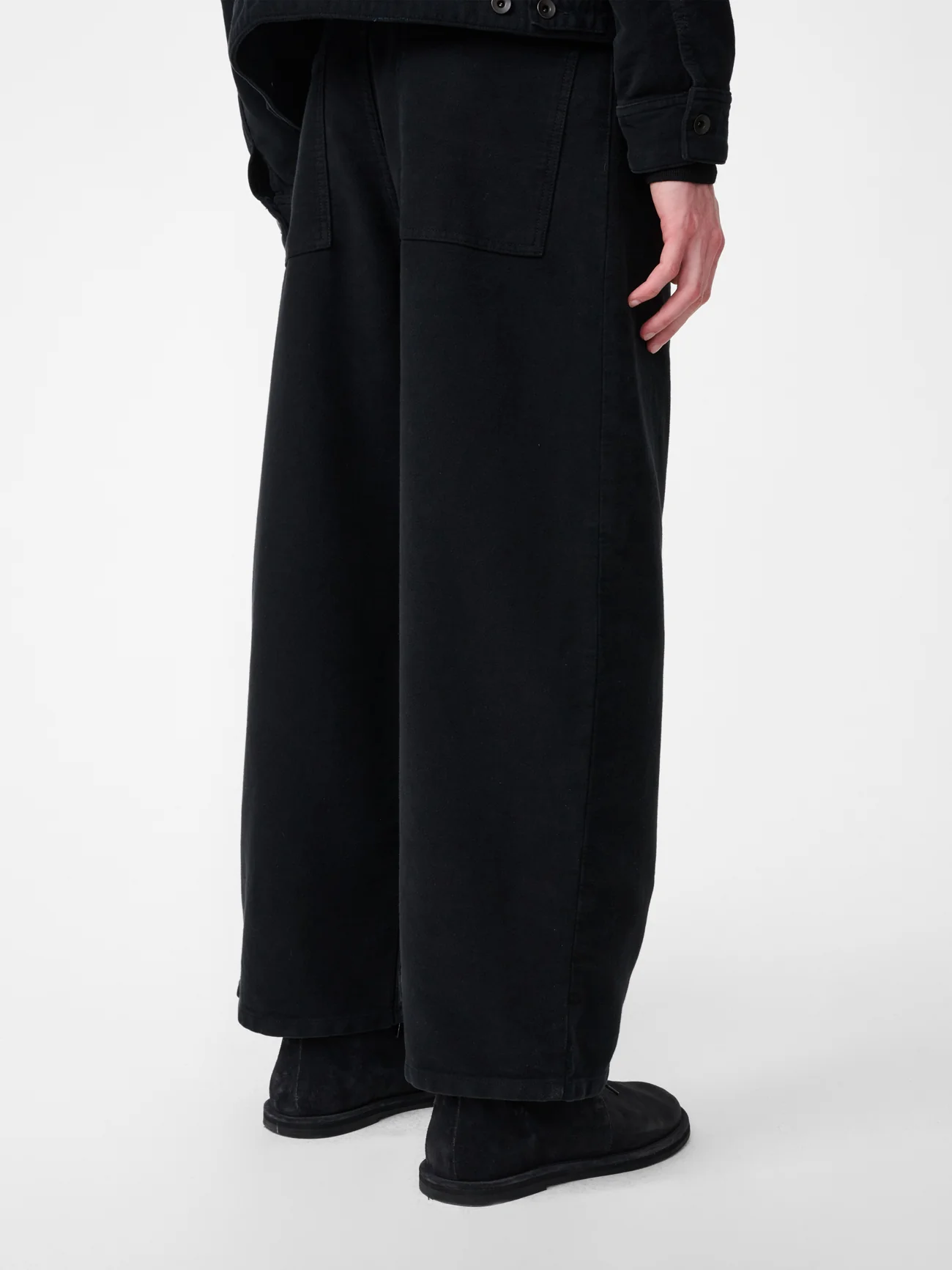 Paolo Moleskin Wide Leg Pant in Black - Image 7