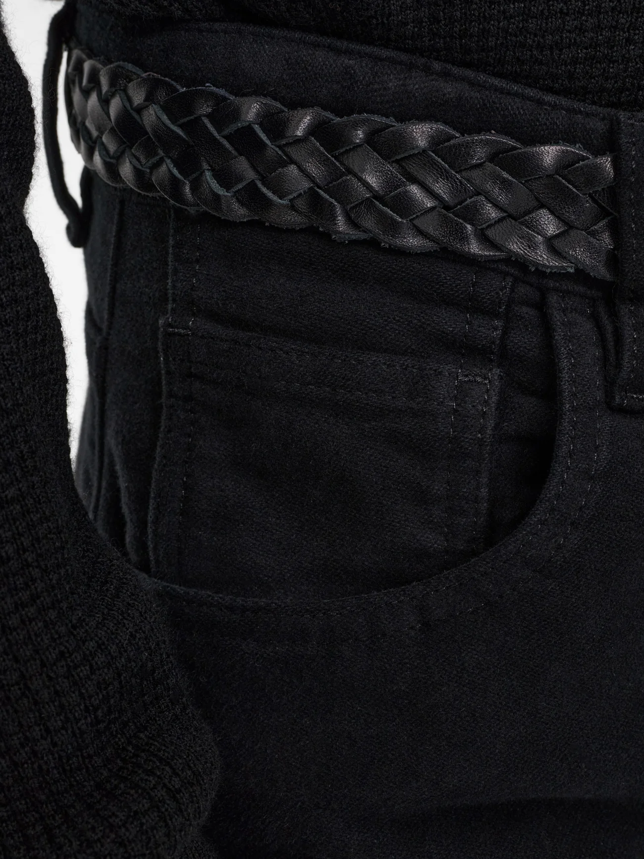 Paolo Moleskin Wide Leg Pant in Black - Image 8