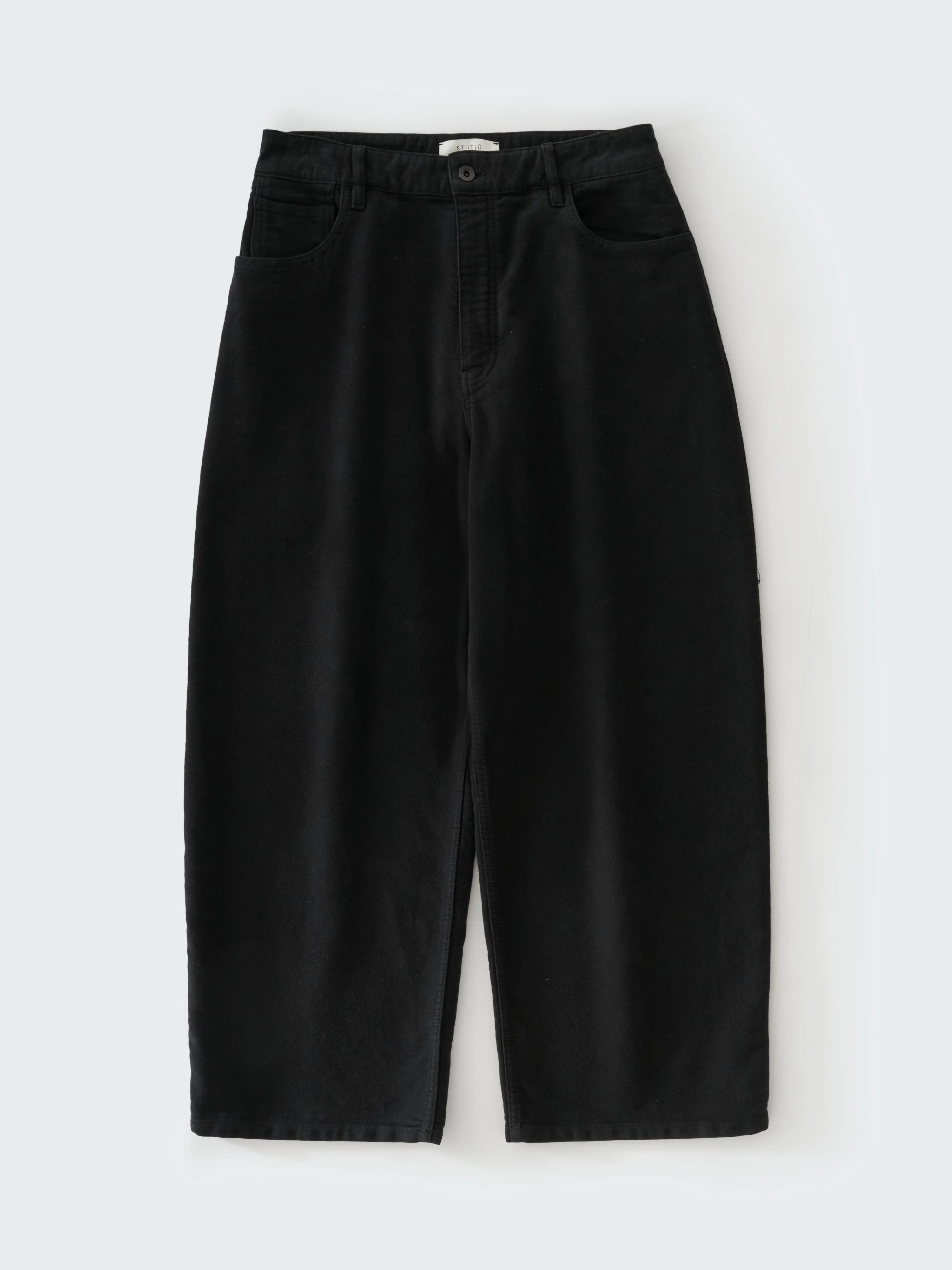 Paolo Moleskin Wide Leg Pant in Black - Image 9