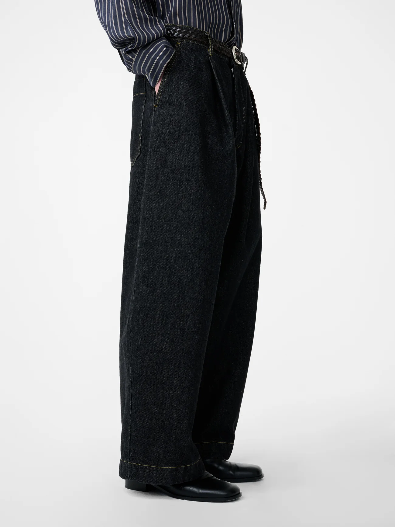 Puch Italian Wide Leg Denim Pant in Black - Image 6
