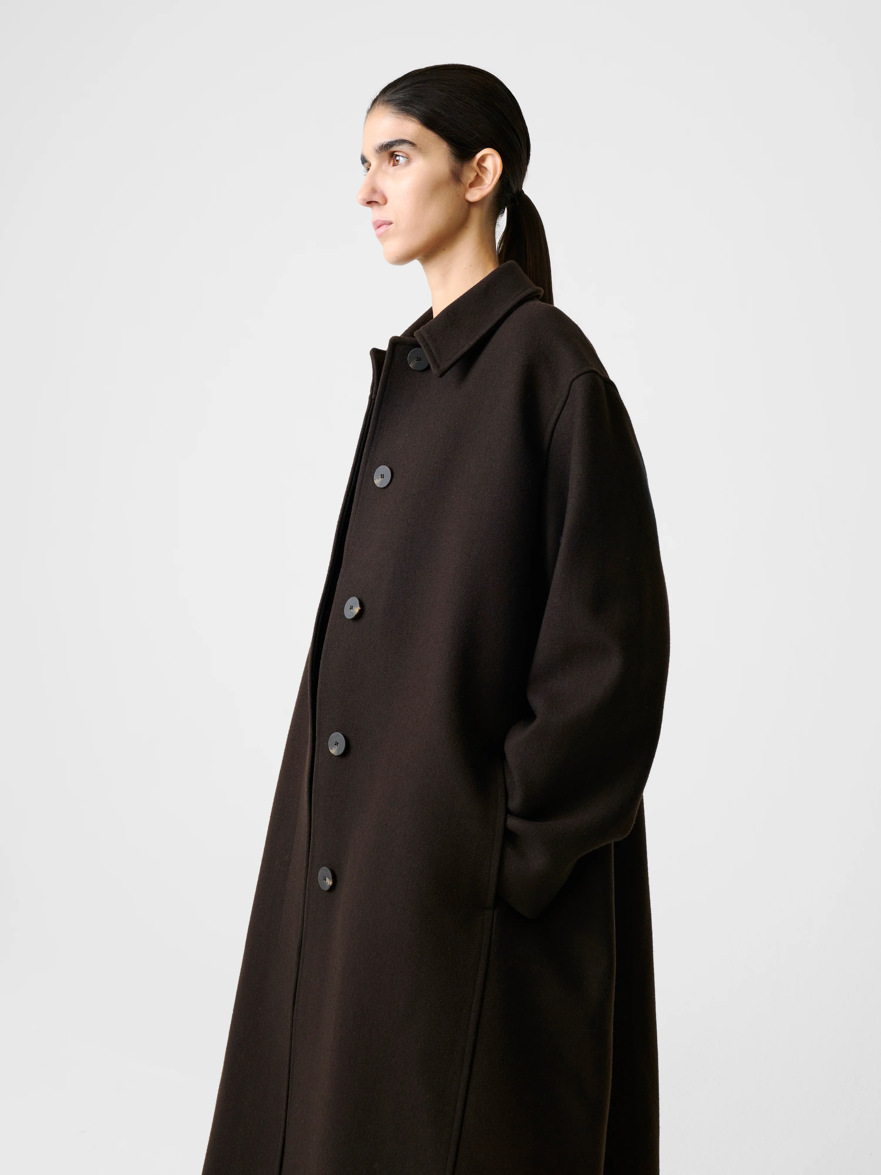 Ria Wool Coat in Espresso - Image 3