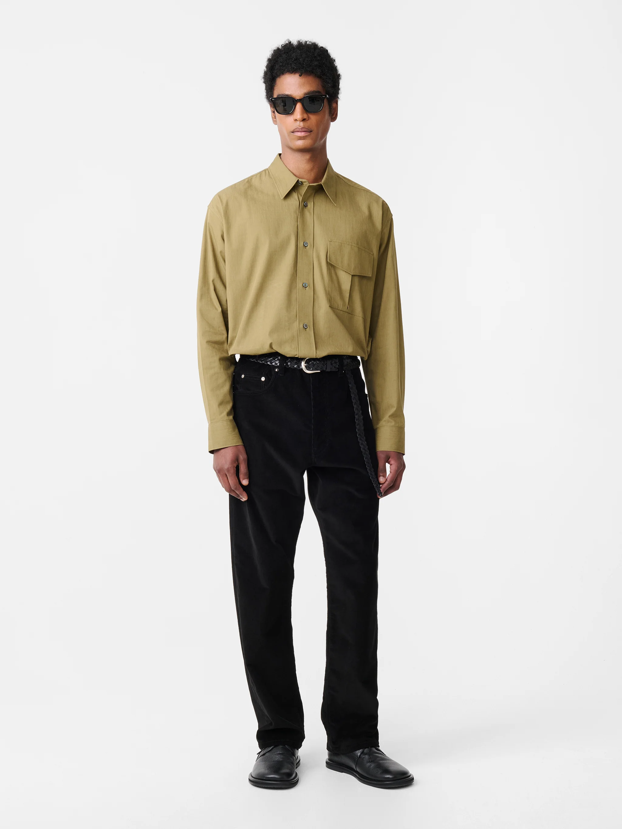 Riso Corduroy Straight Leg Pant in Black - Image 3