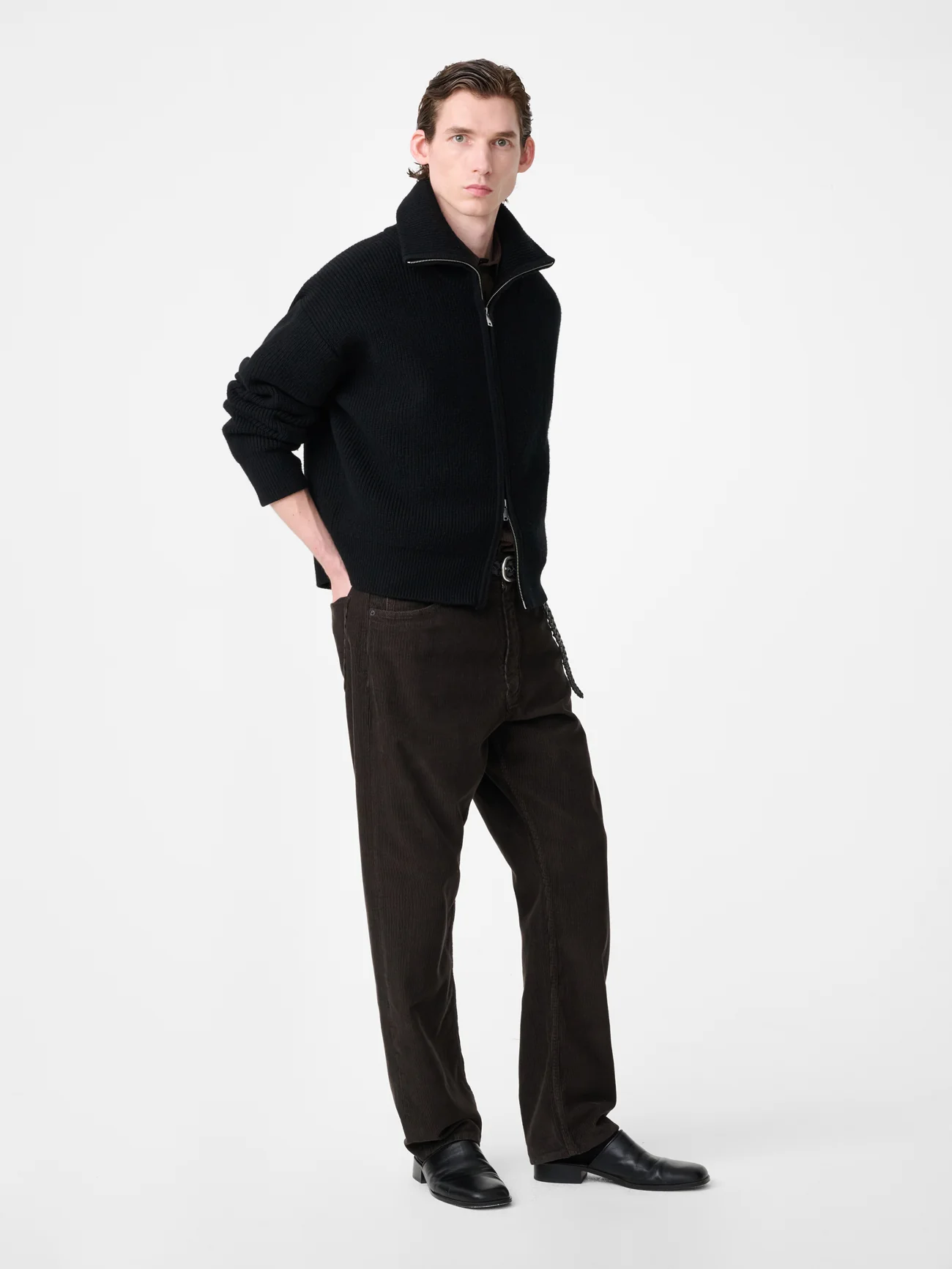 Riso Corduroy Straight Leg Pant in Coffee - Image 4