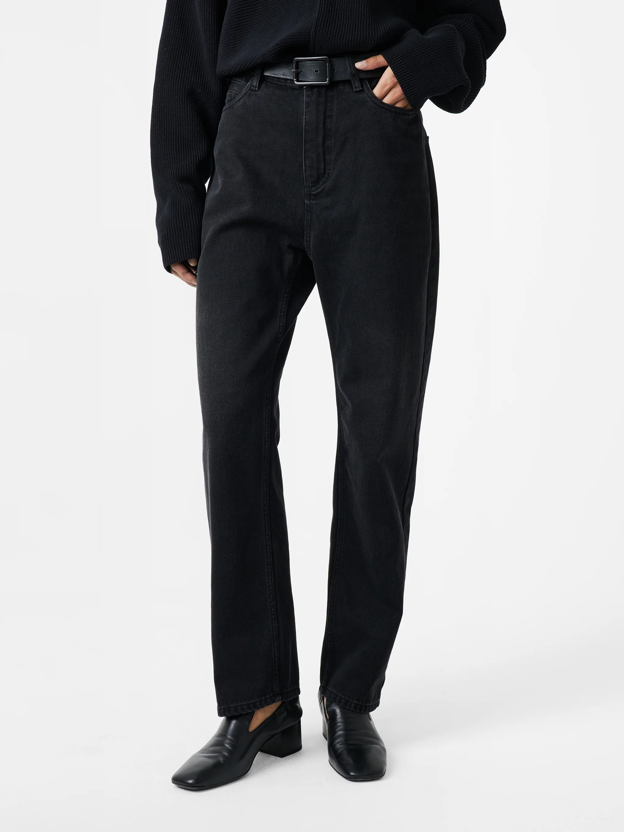 Ruthe Straight Leg Denim Pant in Washed Black - Image 4