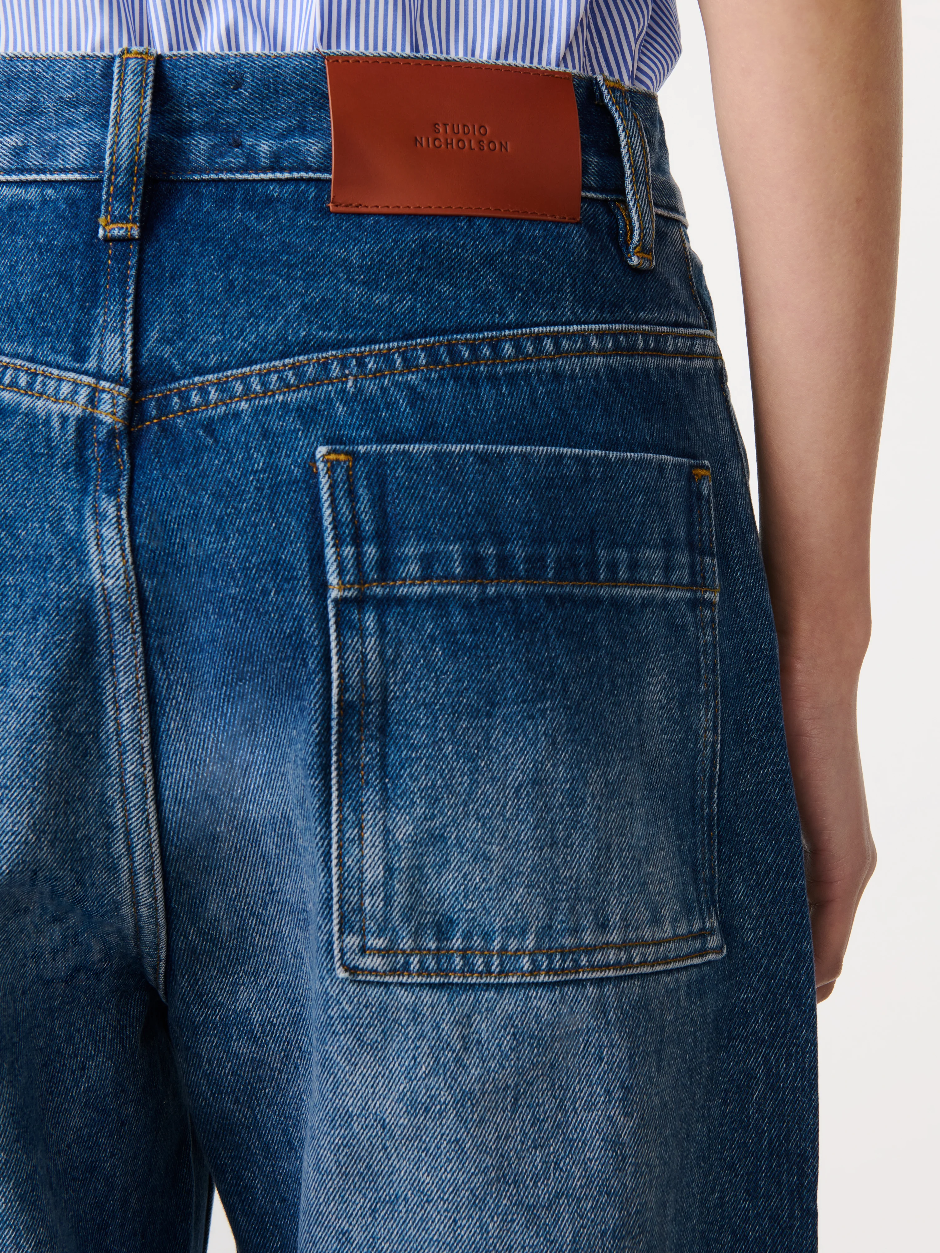 Ruthe Straight Leg Denim Pant in Worn Wash Indigo - Image 6