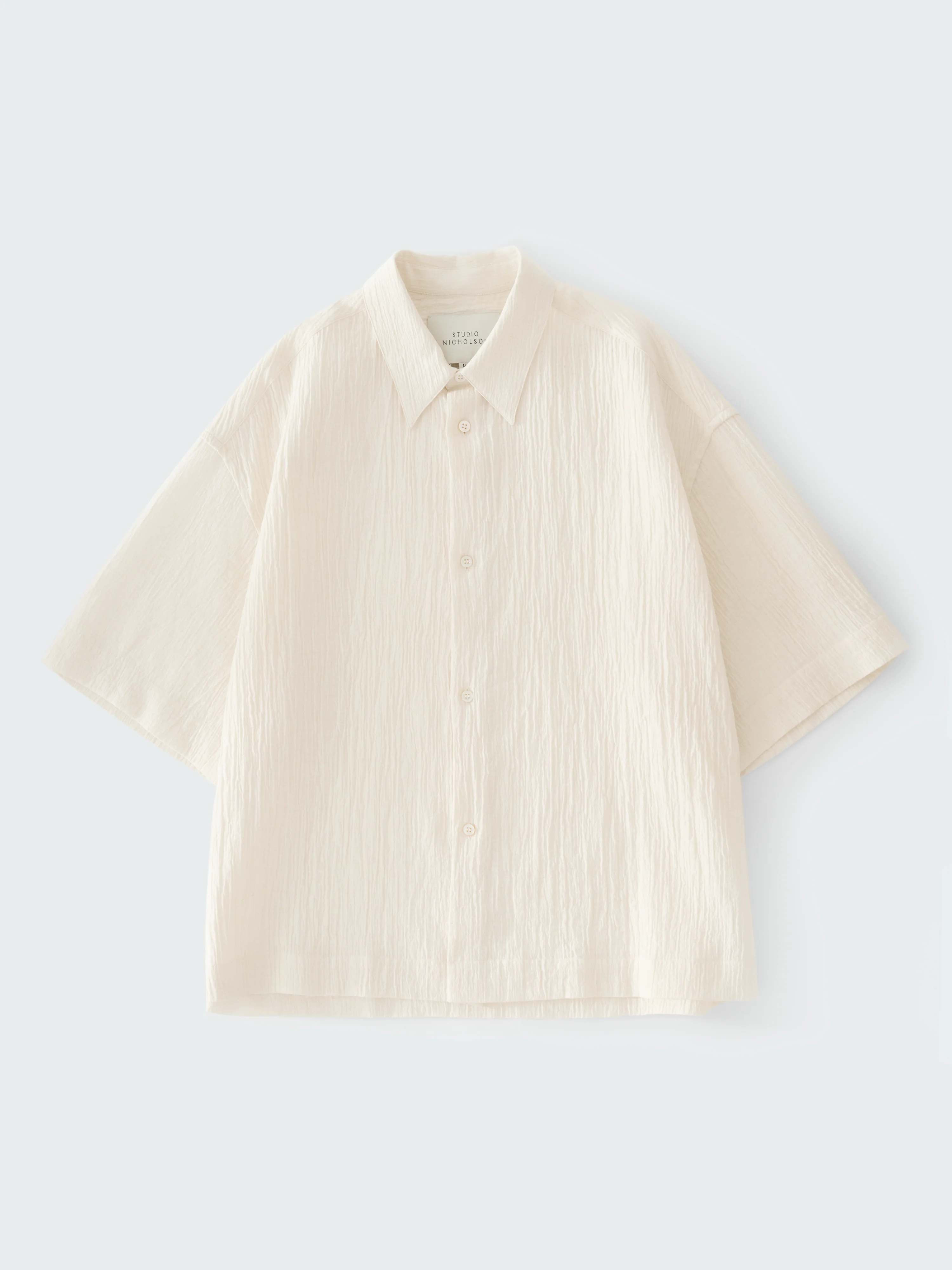 Sanko Matelasse Short Sleeve Shirt in Milk - Image 7