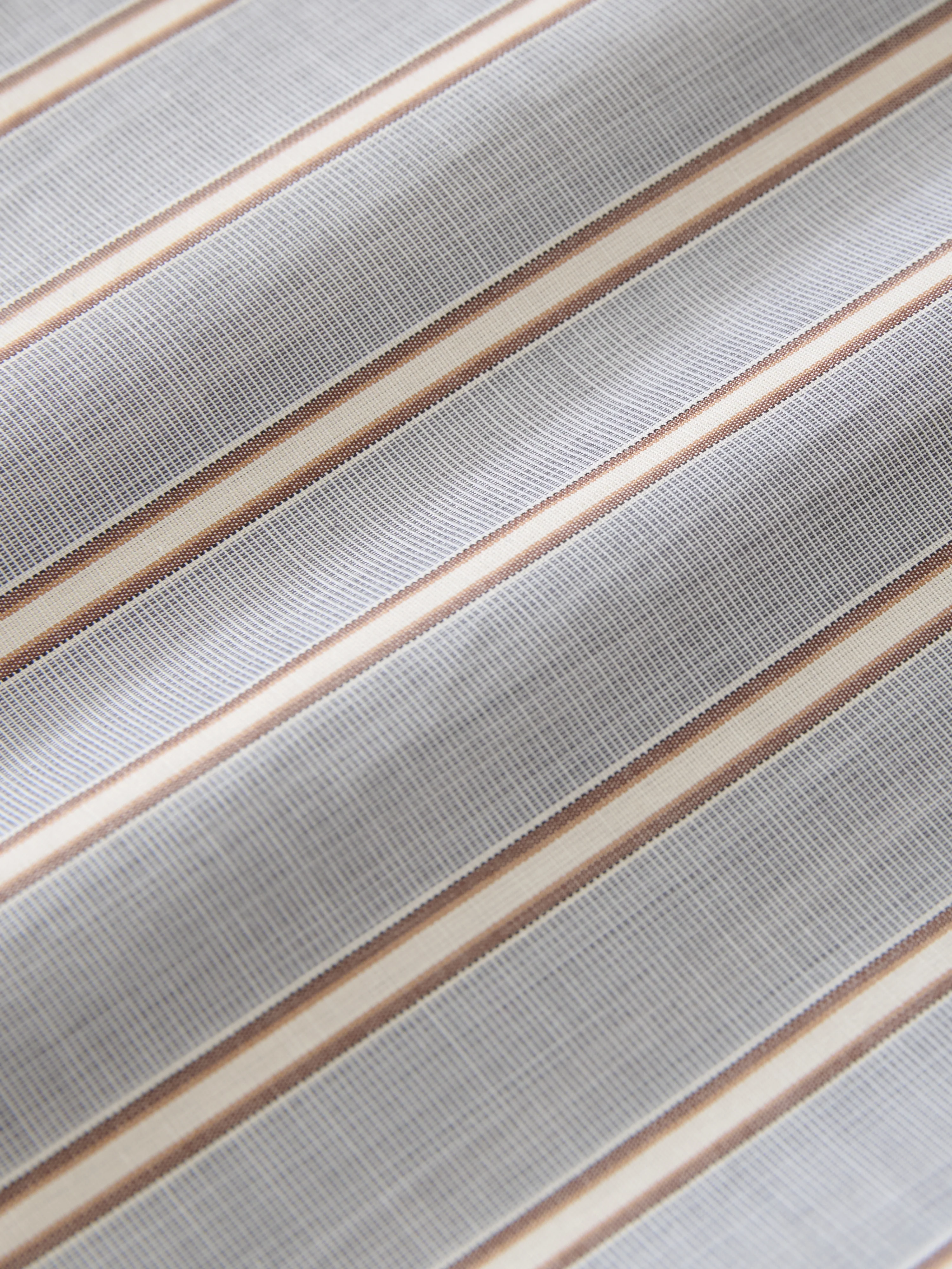 Sanko Short Sleeve Shirt in Grey / Brown Stripe - Image 7