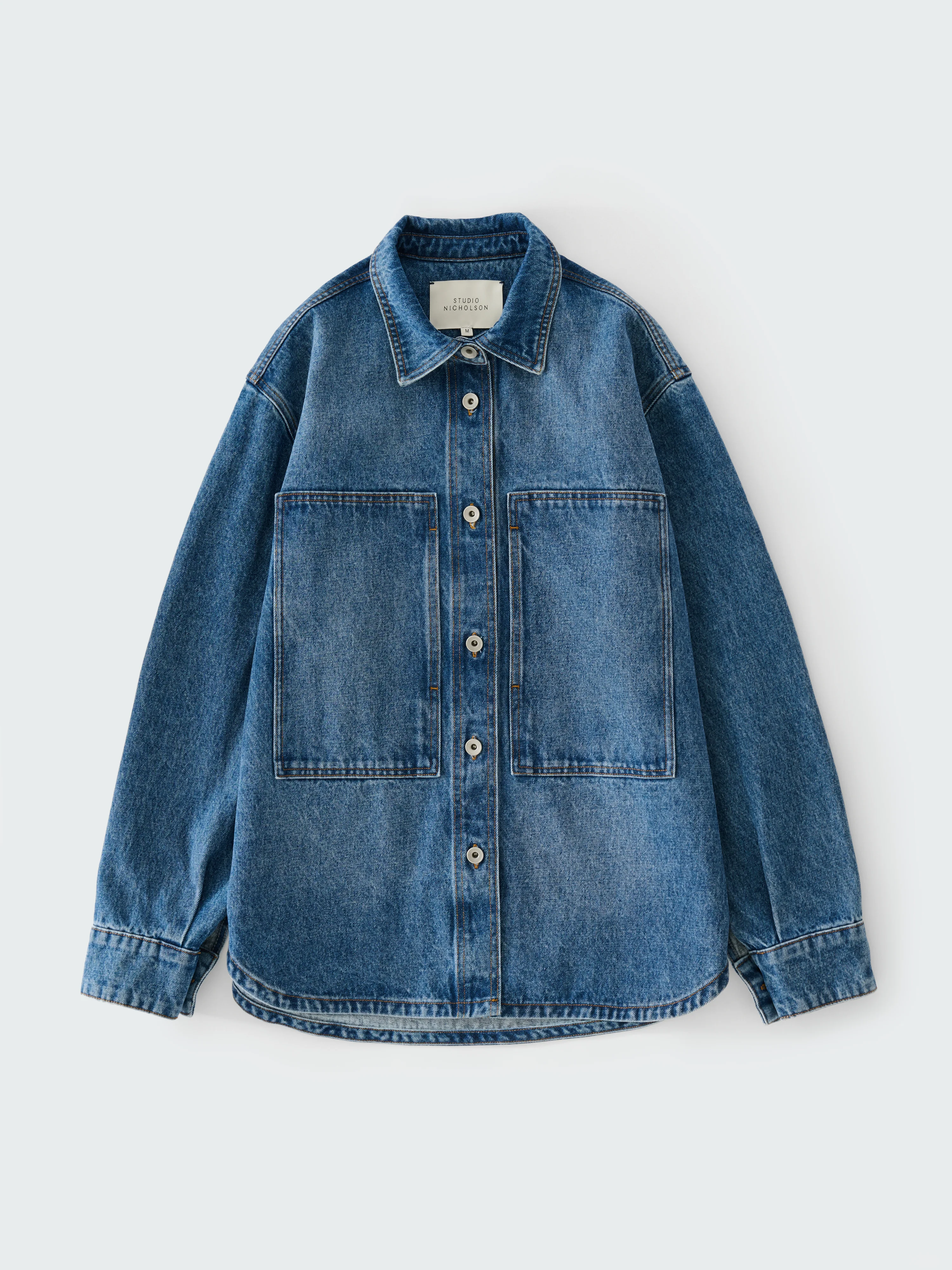 Saxon Denim Shirt in Worn Wash Indigo - Image 6