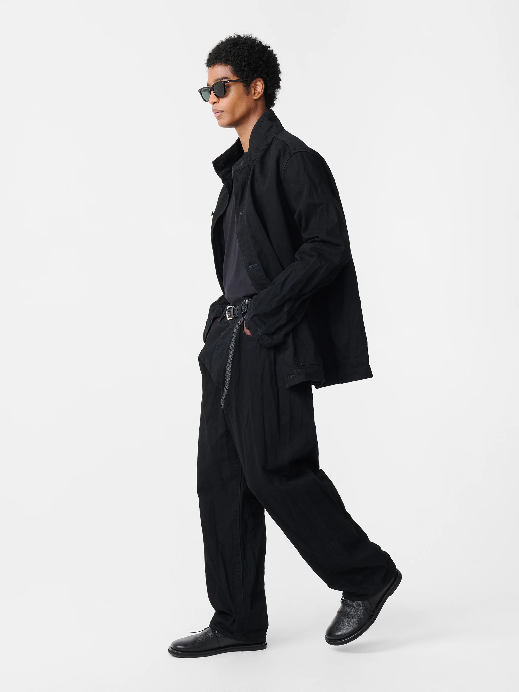 Seb Crinkle Straight Leg Denim Pant in Black