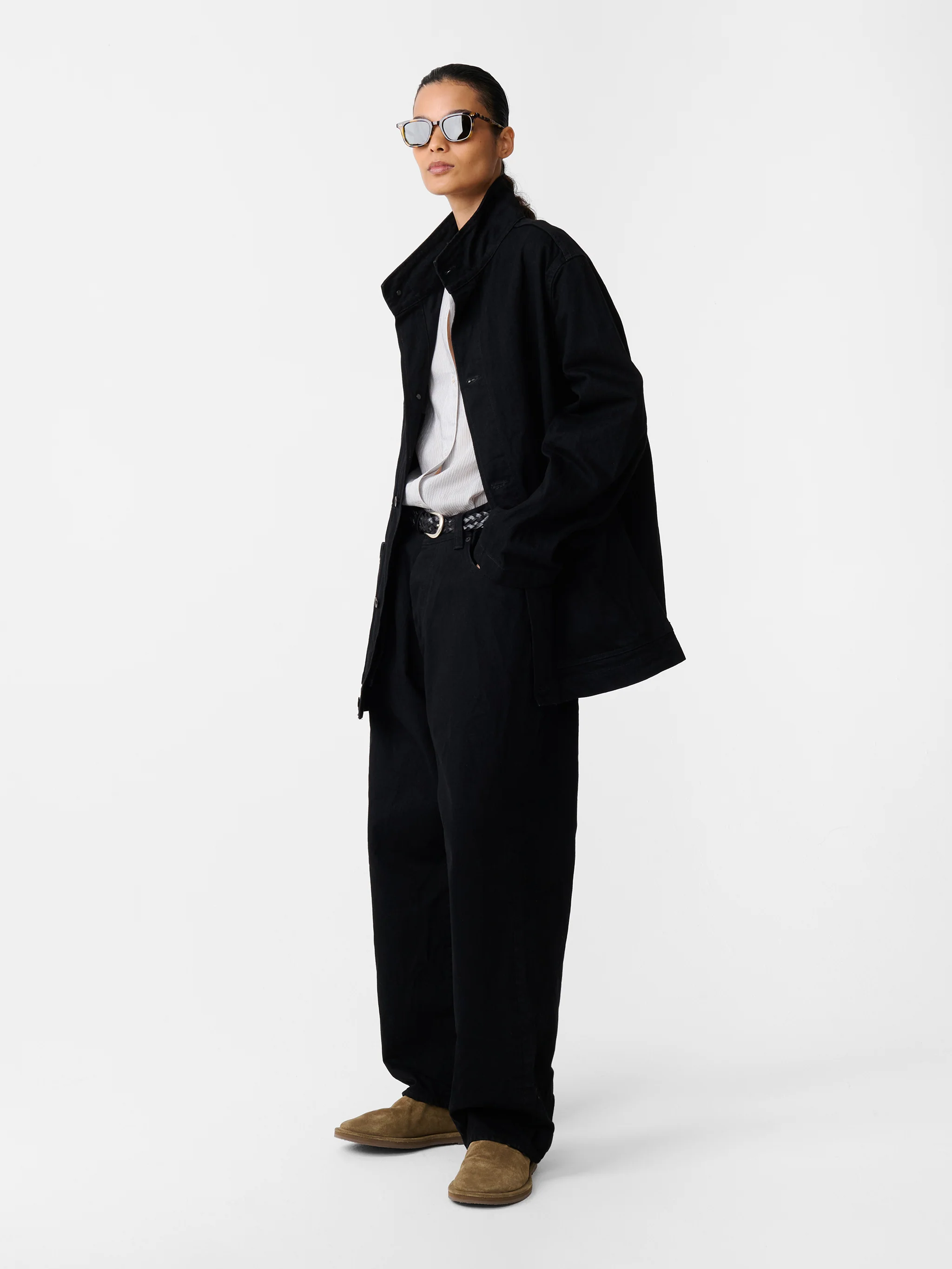 Seb Crinkle Straight Leg Denim Pant in Black - Image 2