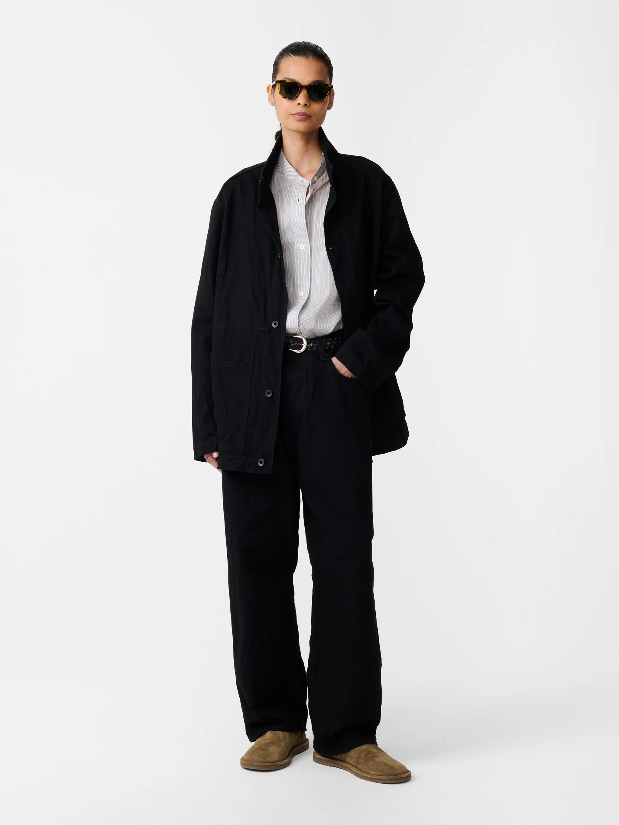 Seb Crinkle Straight Leg Denim Pant in Black - Image 4