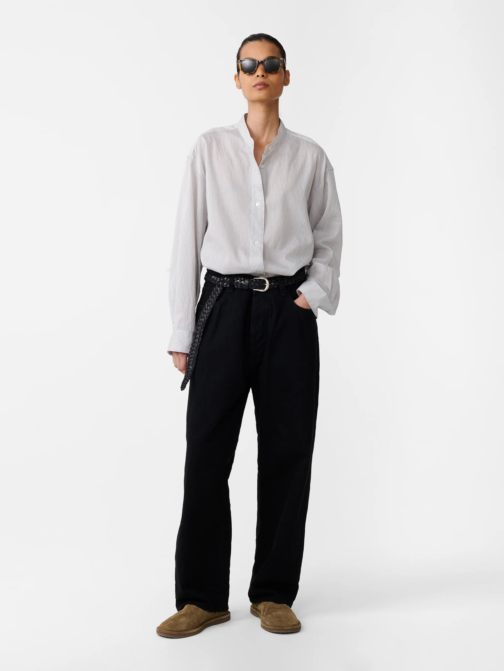 Seb Crinkle Straight Leg Denim Pant in Black - Image 5