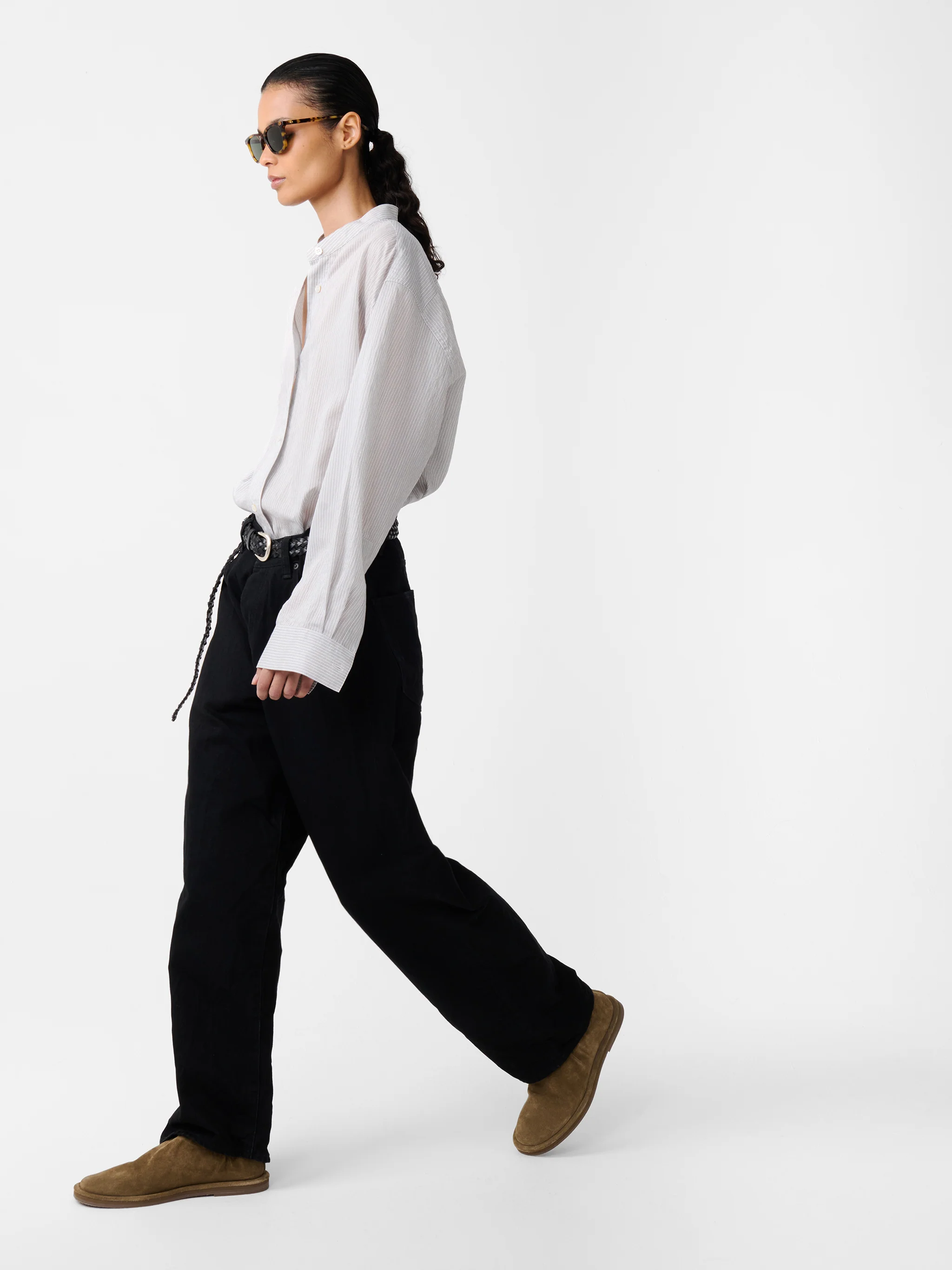 Seb Crinkle Straight Leg Denim Pant in Black - Image 6