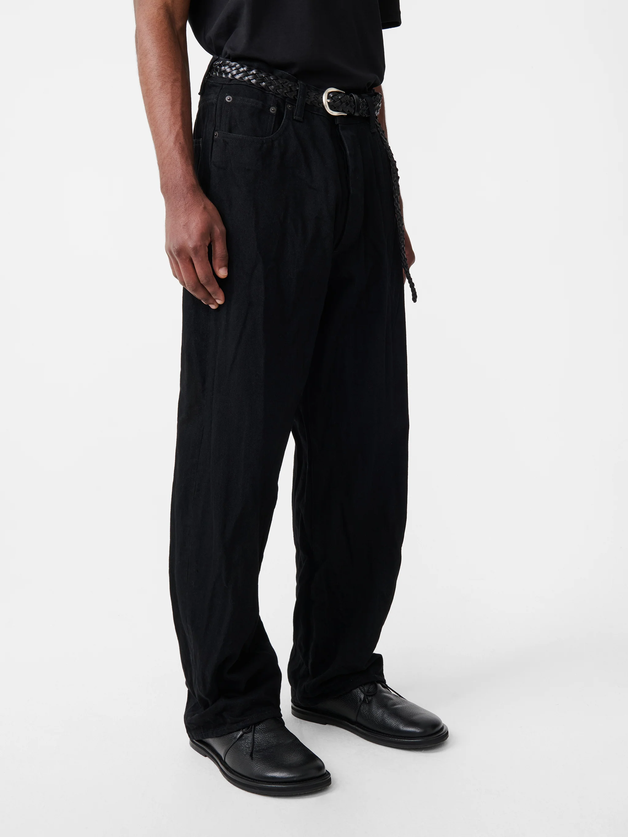 Seb Crinkle Straight Leg Denim Pant in Black - Image 9