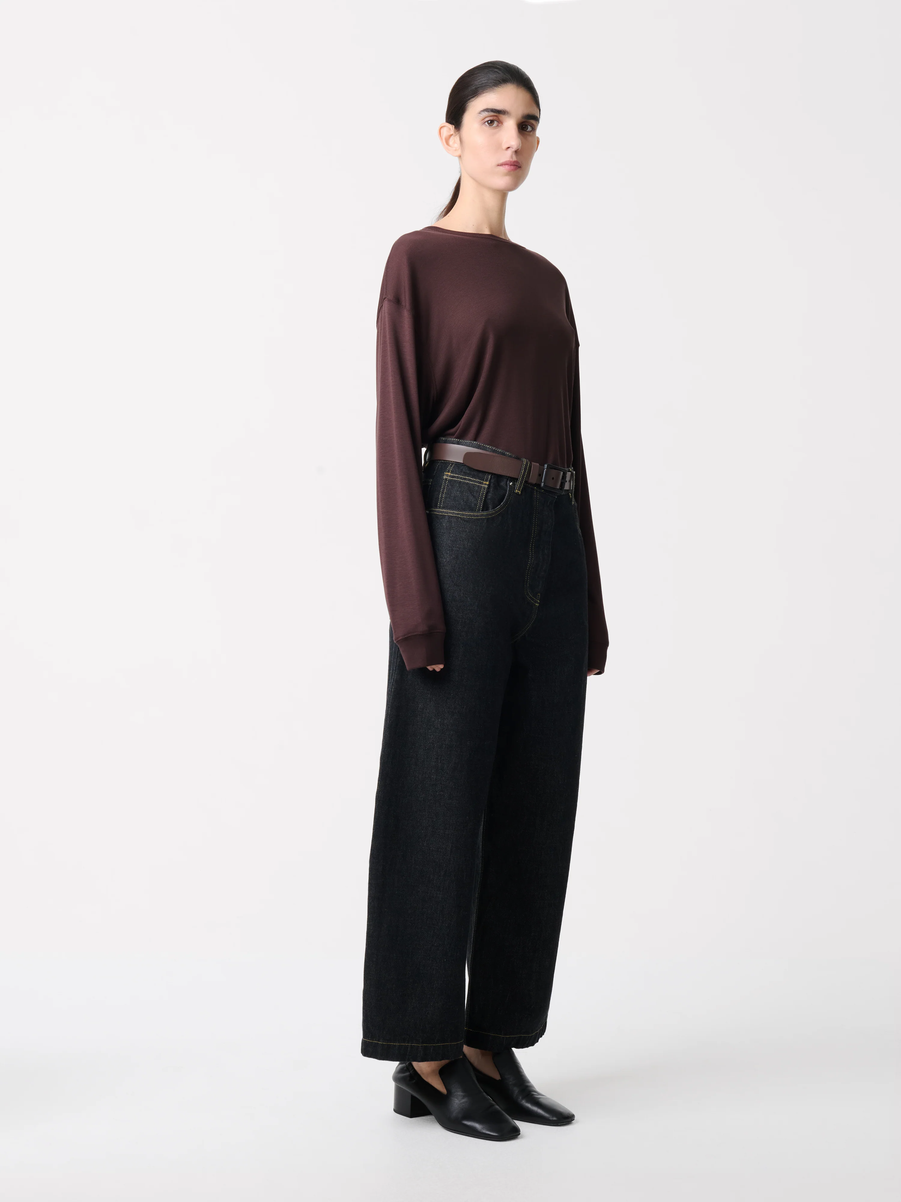 Simmons Lyocell T-shirt in Chocolate Brown - Image 3