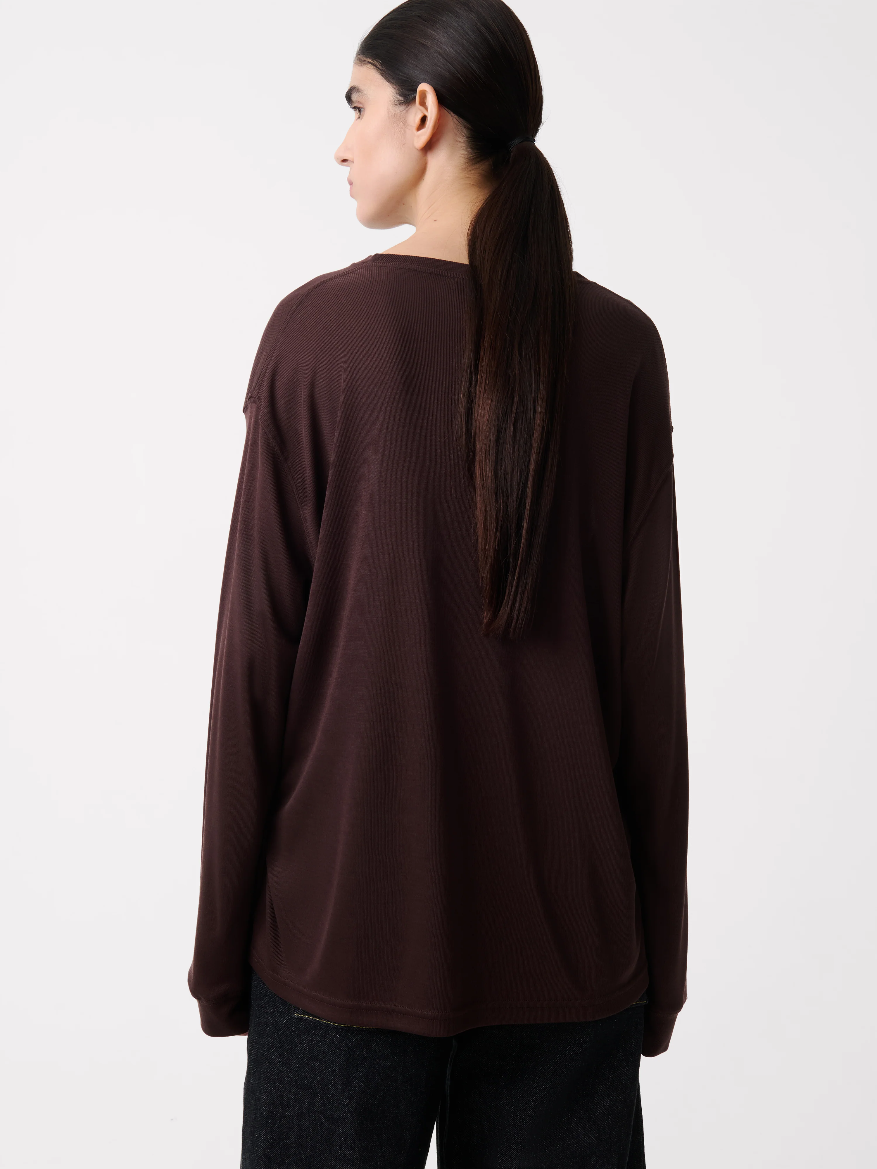 Simmons Lyocell T-shirt in Chocolate Brown - Image 5