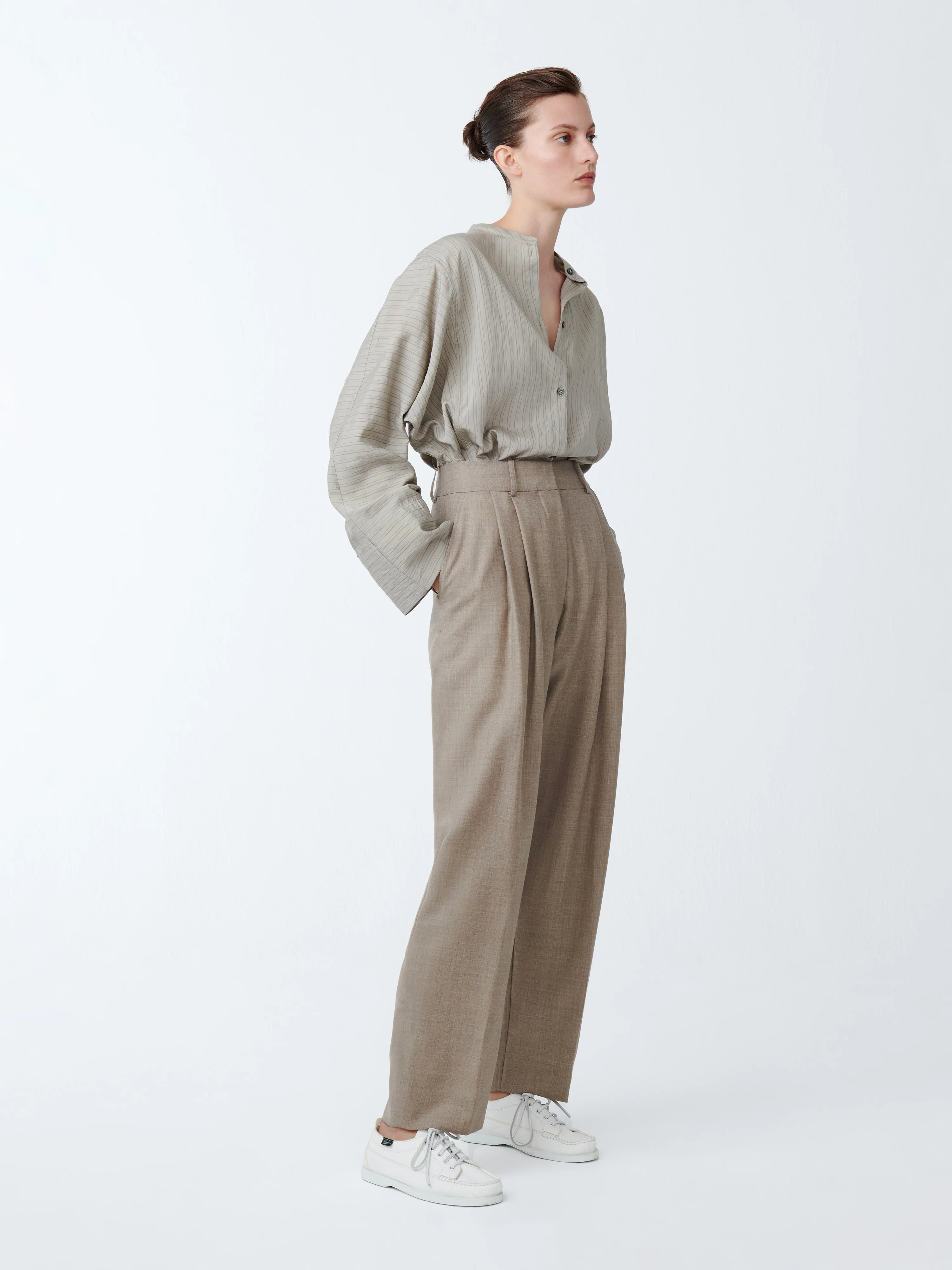 Sperro Tropical Wool Pant in Straw Melange - Image 3