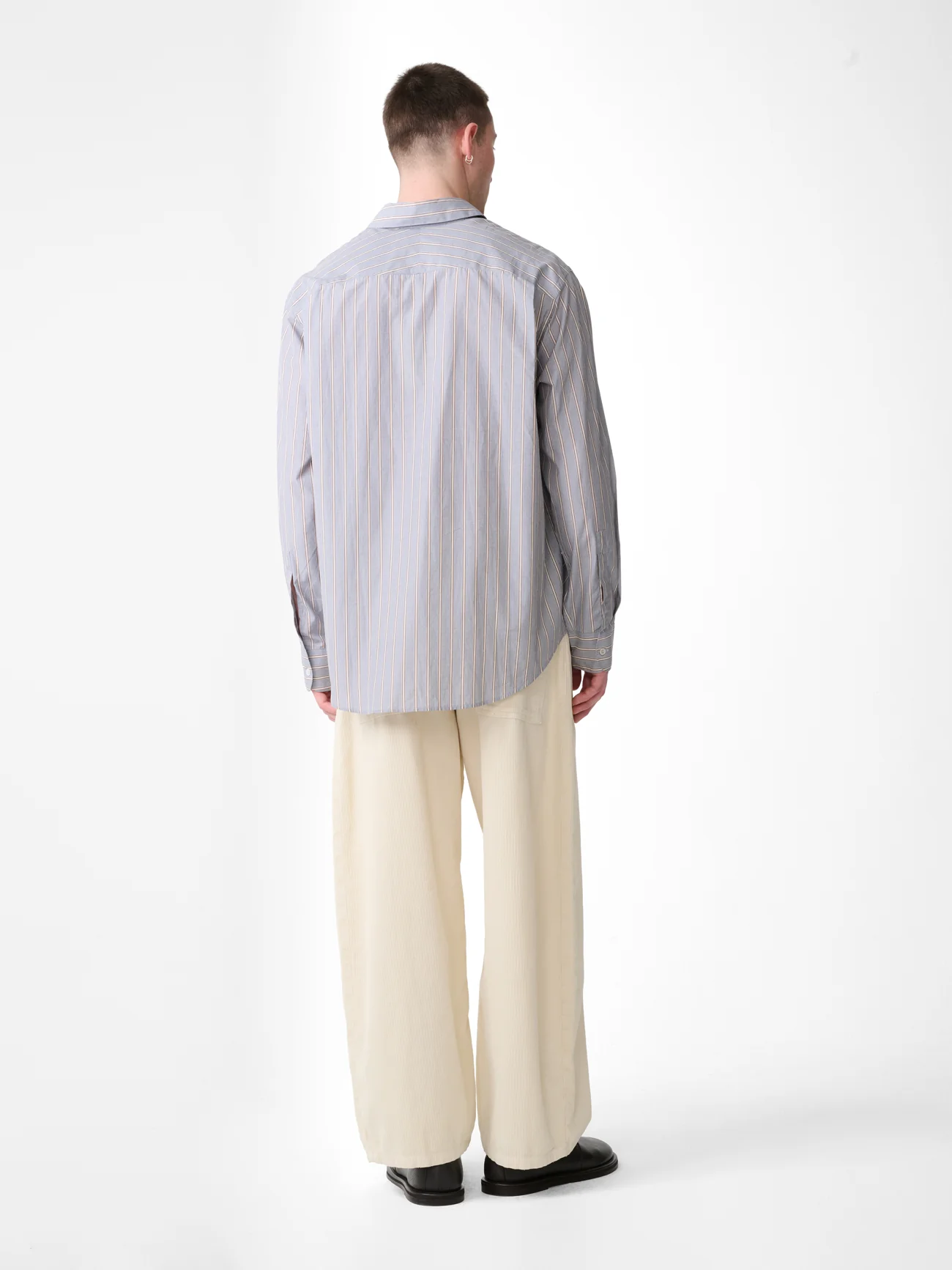 View Shirt in Grey / Brown Stripe - Image 6