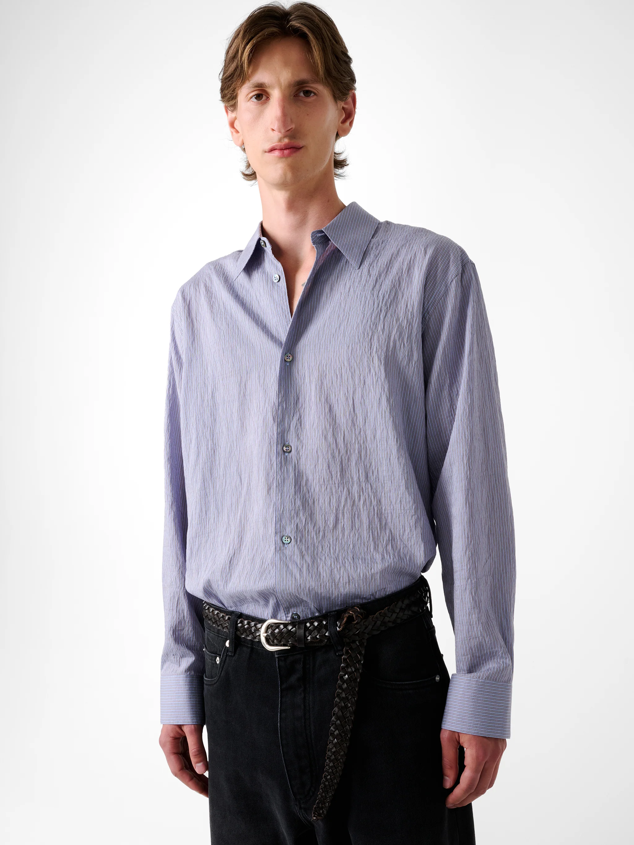 View Shirt in Lilac Stripe - Image 5