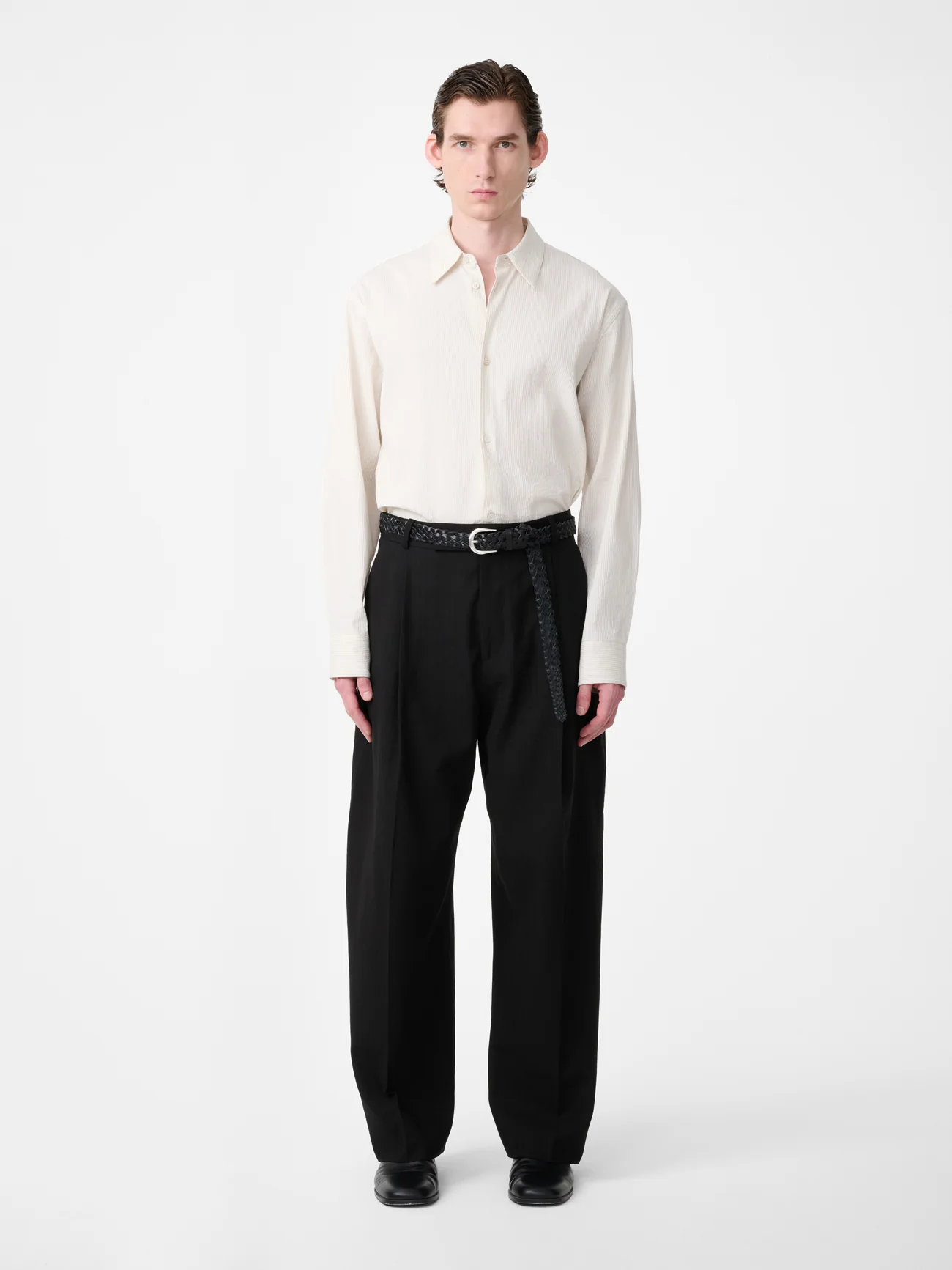 View Shirt in Parchment / Black Stripe - Image 3