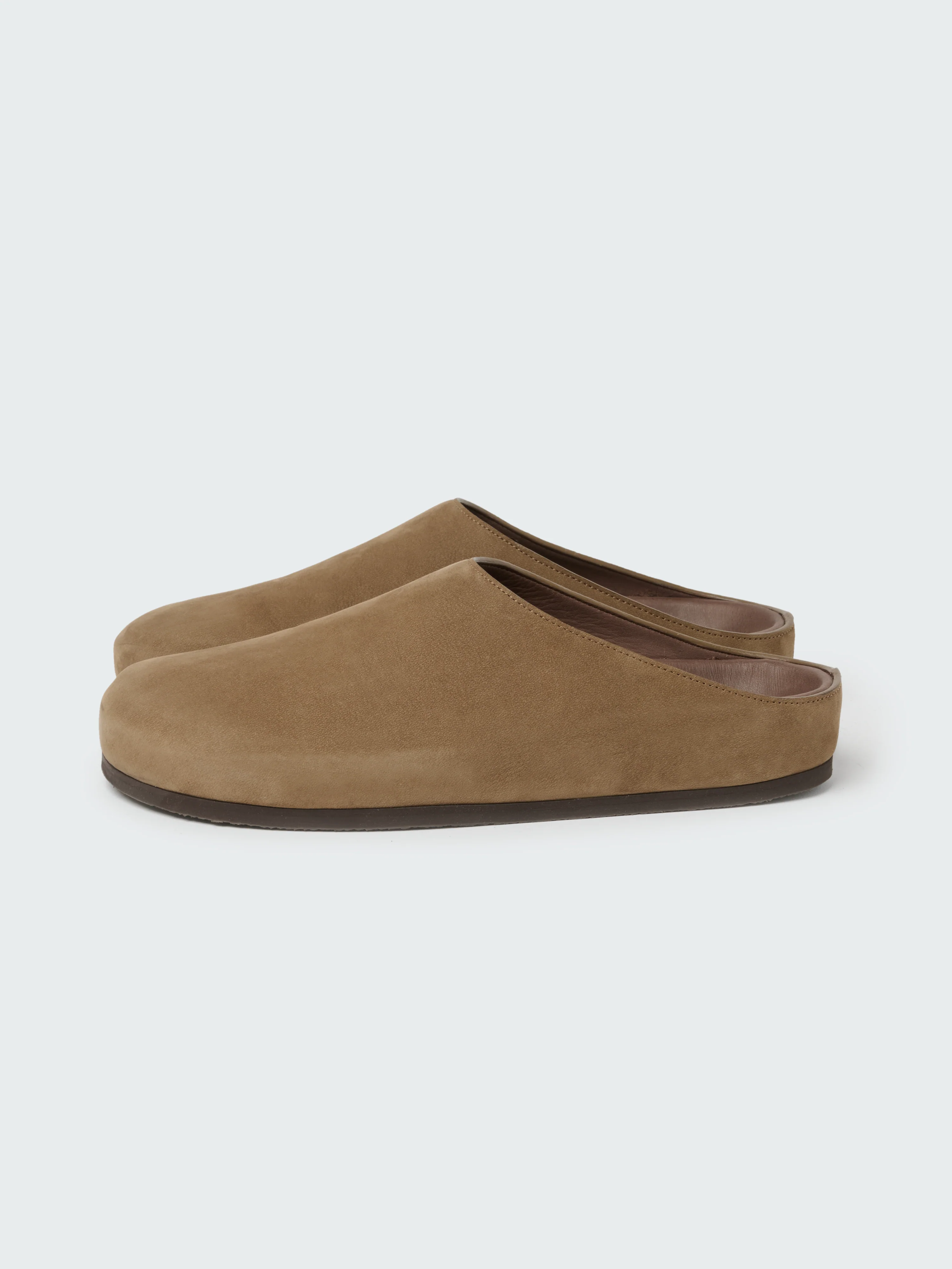Women's Wearing Nabuk Clog in Taupe - Image 2
