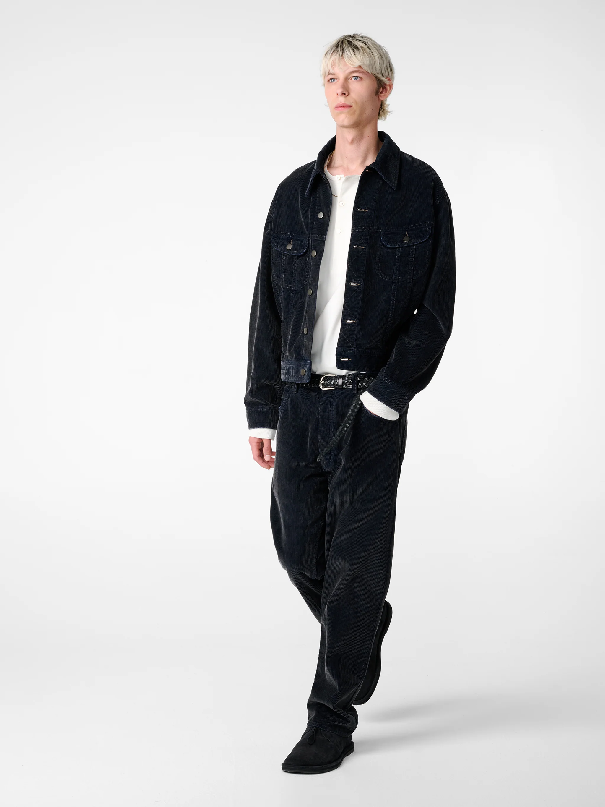 Woodstock Corduroy Straight Leg Pant in Faded Blue - Image 3